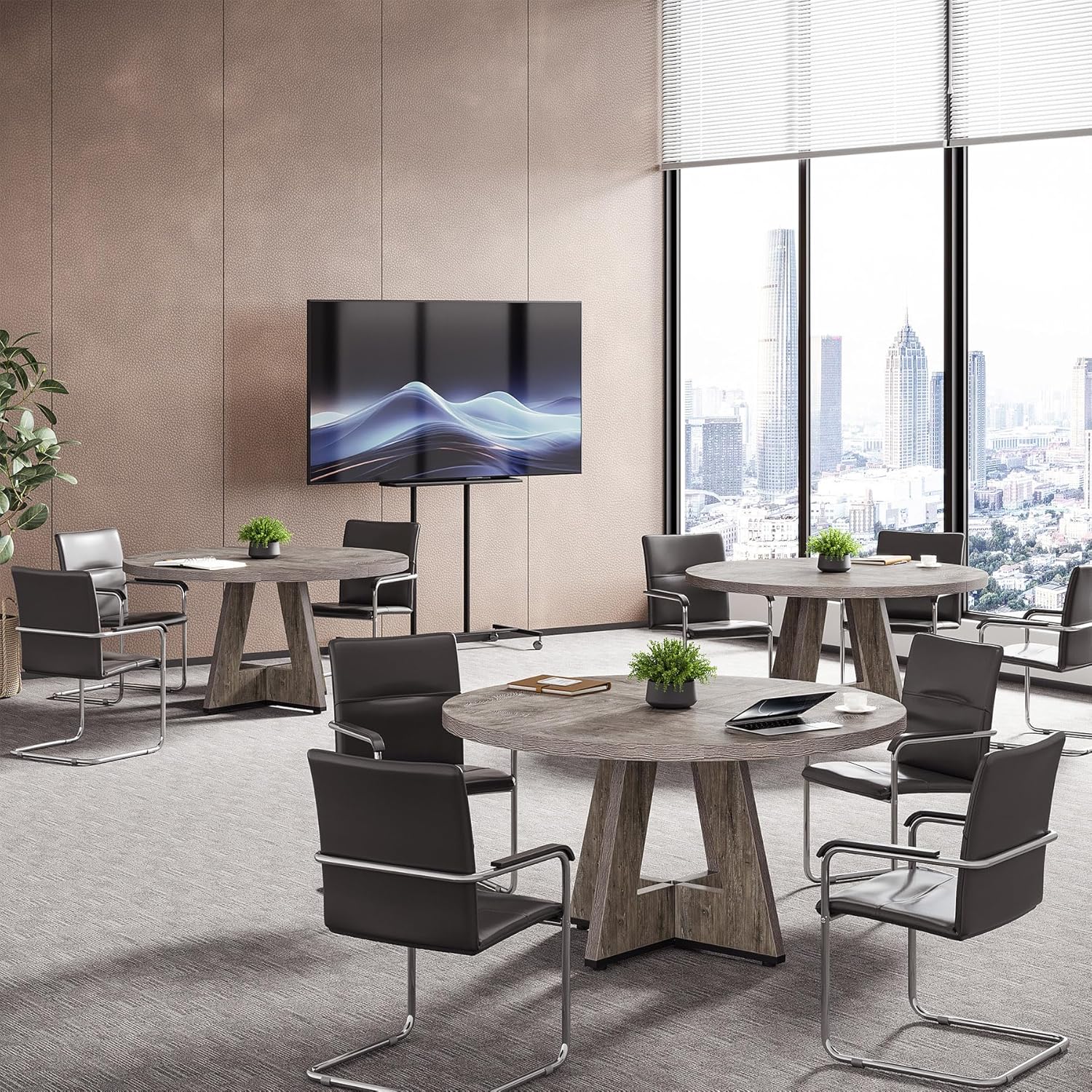 Tribesigns 47-Inch Round Conference Table for 4-6 People, Wooden Base and Thickened Top - Image 10