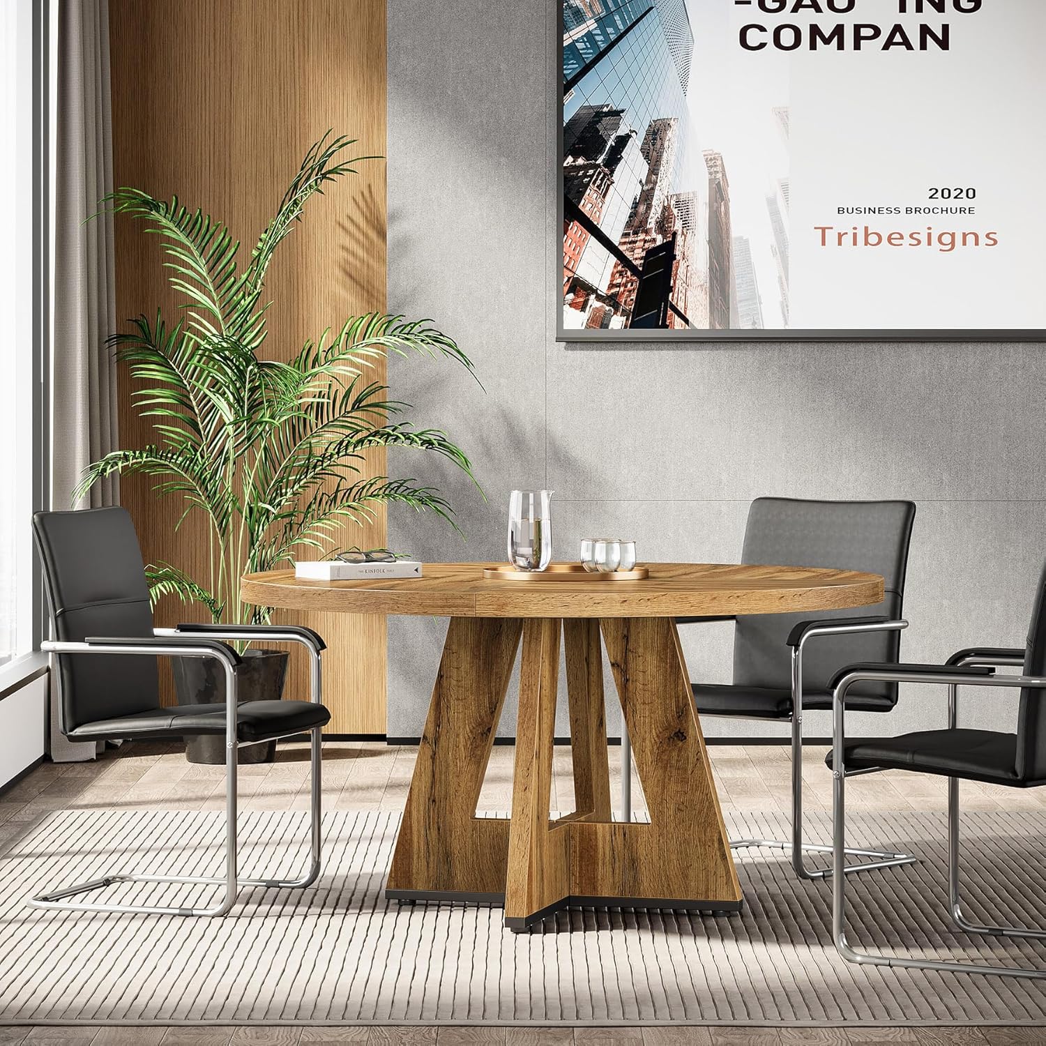 Tribesigns 47-Inch Round Conference Table for 4-6 People, Wooden Base and Thickened Top - Image 18