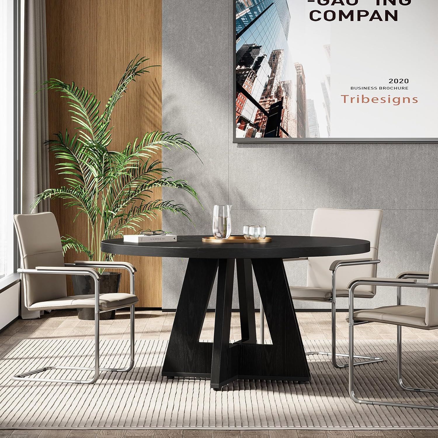 Tribesigns 47-Inch Round Conference Table for 4-6 People, Wooden Base and Thickened Top - Image 24