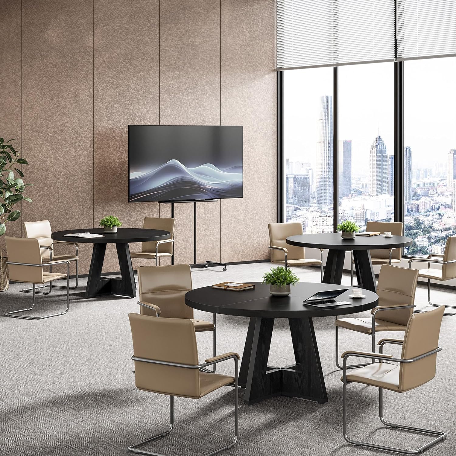 Tribesigns 47-Inch Round Conference Table for 4-6 People, Wooden Base and Thickened Top - Image 28