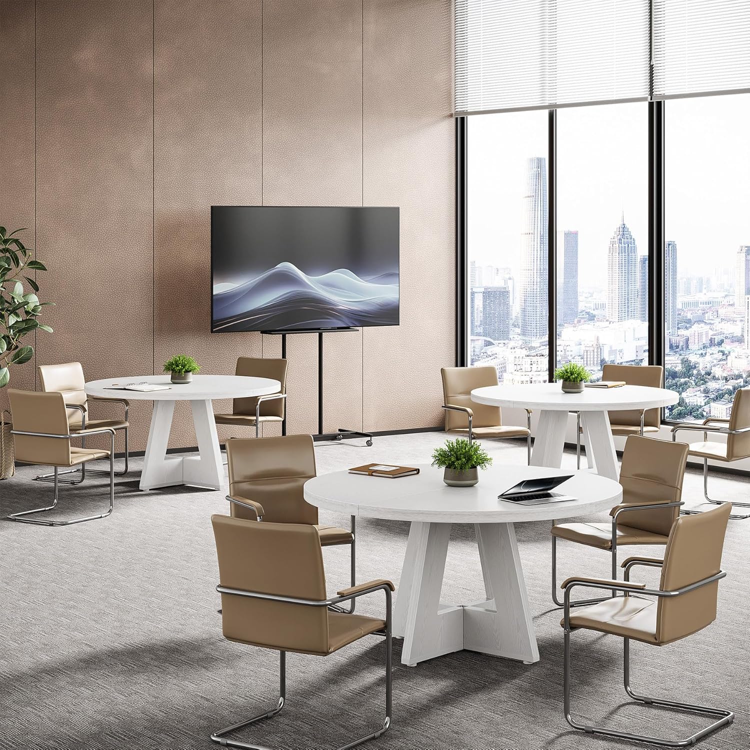 Tribesigns 47-Inch Round Conference Table for 4-6 People, Wooden Base and Thickened Top - Image 36