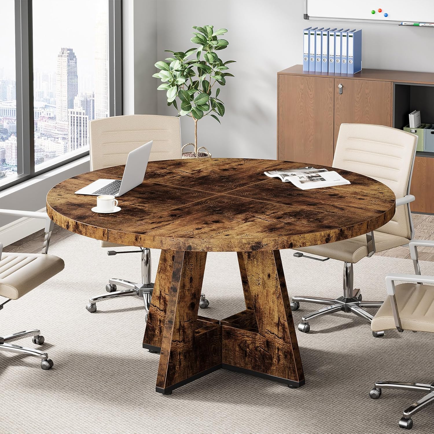 Tribesigns 47-Inch Round Conference Table for 4-6 People, Wooden Base and Thickened Top - Image 40