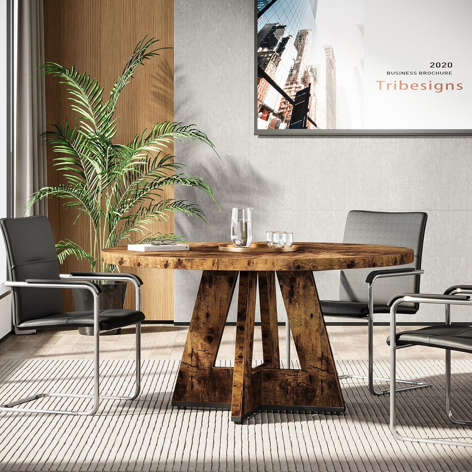 Tribesigns 47-Inch Round Conference Table for 4-6 People, Wooden Base and Thickened Top - Image 44
