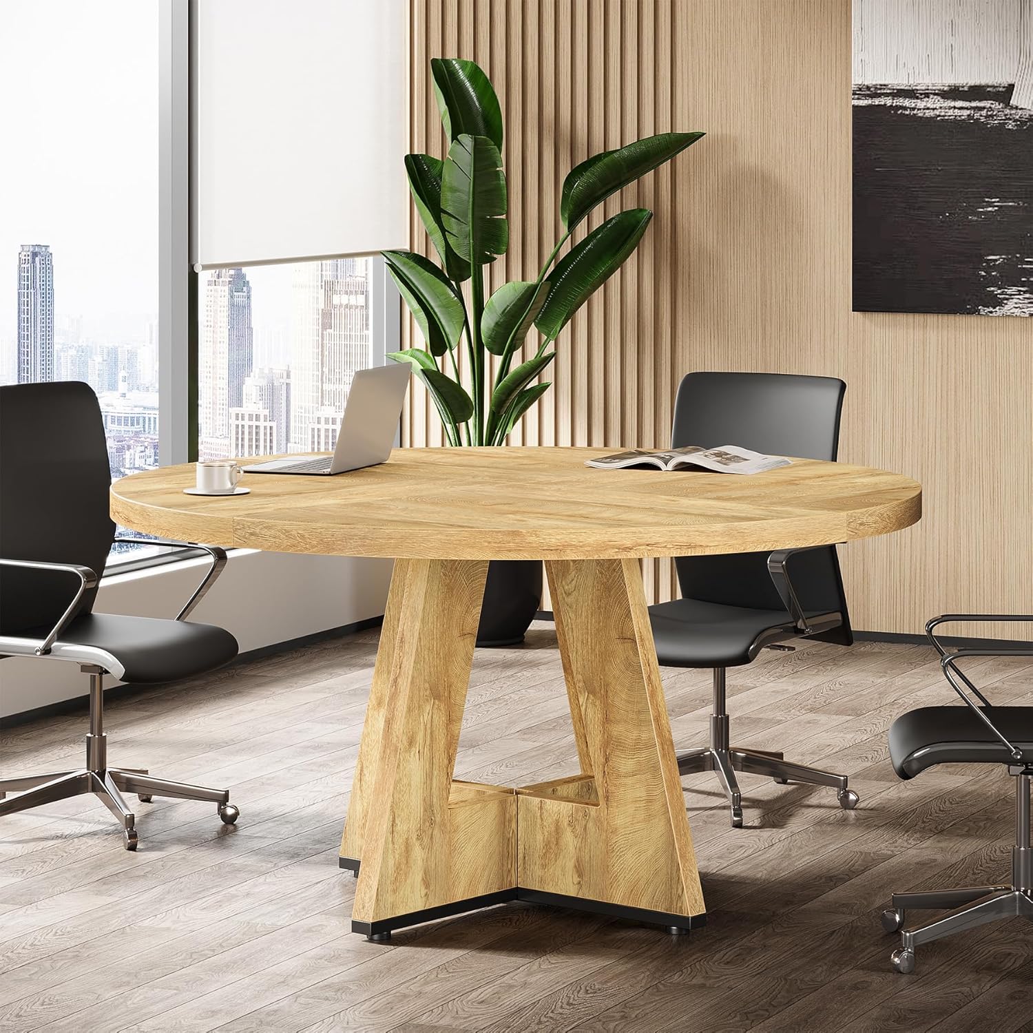 Tribesigns 47-Inch Round Conference Table for 4-6 People, Wooden Base and Thickened Top - Image 49