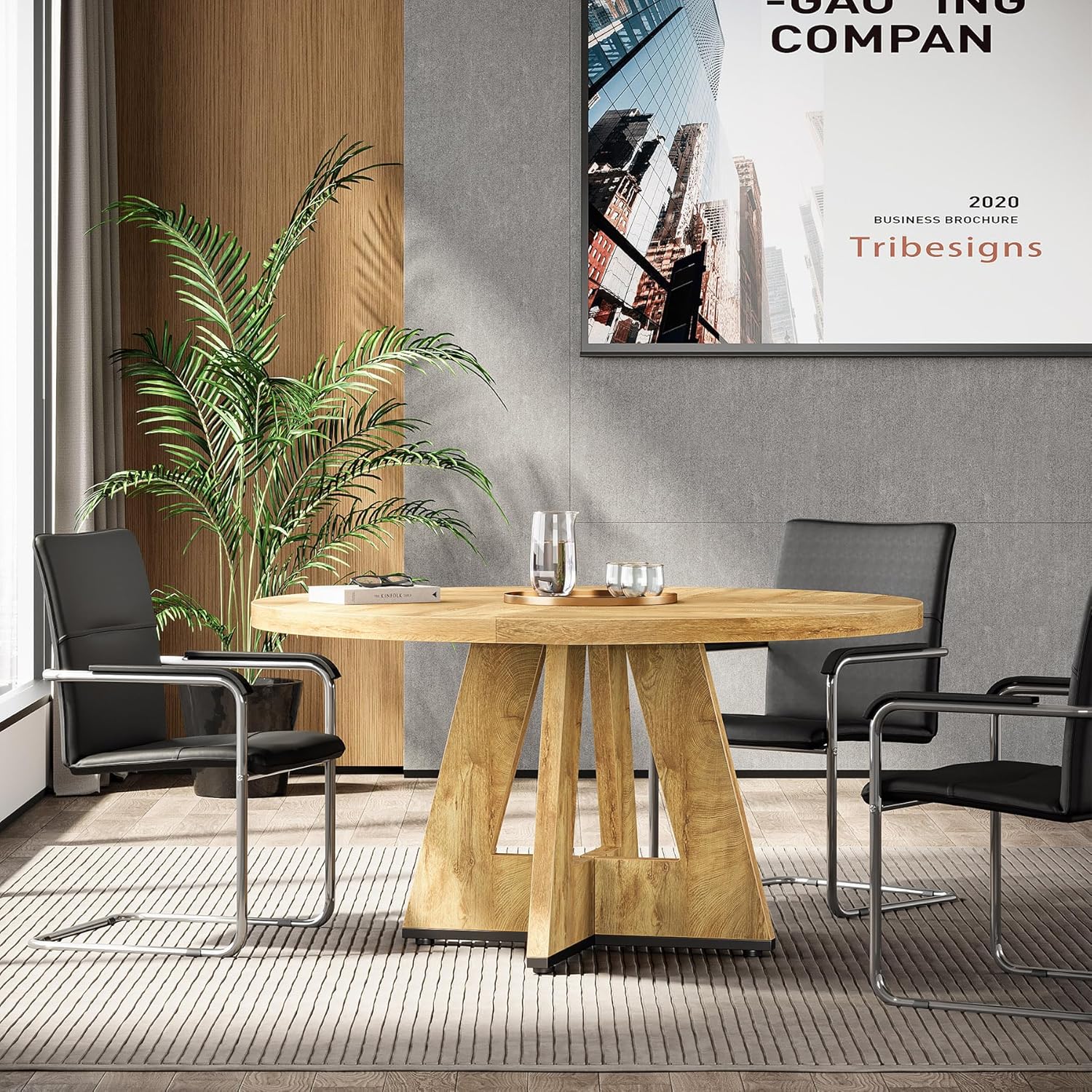 Tribesigns 47-Inch Round Conference Table for 4-6 People, Wooden Base and Thickened Top - Image 55