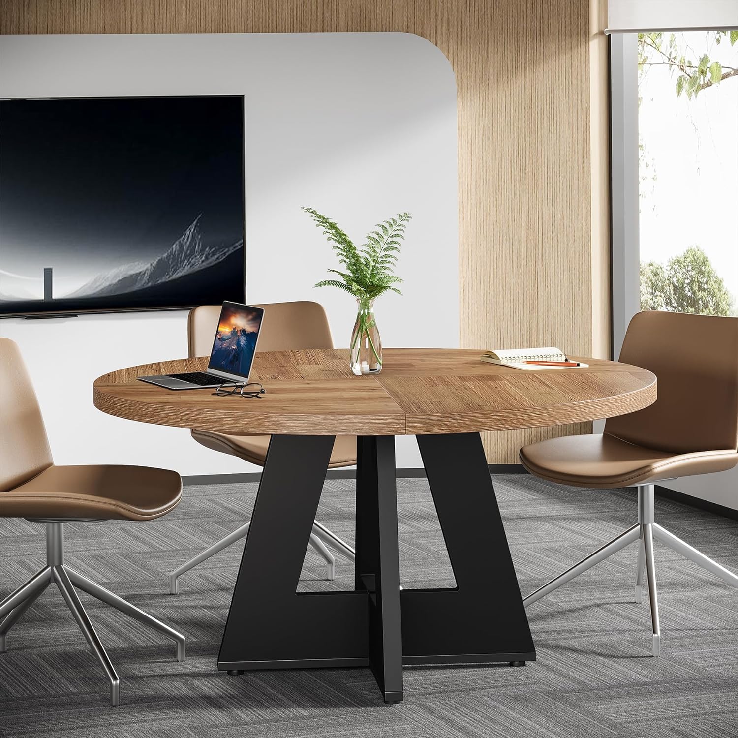 Tribesigns 47-Inch Round Conference Table for 4-6 People, Wooden Base and Thickened Top - Image 59