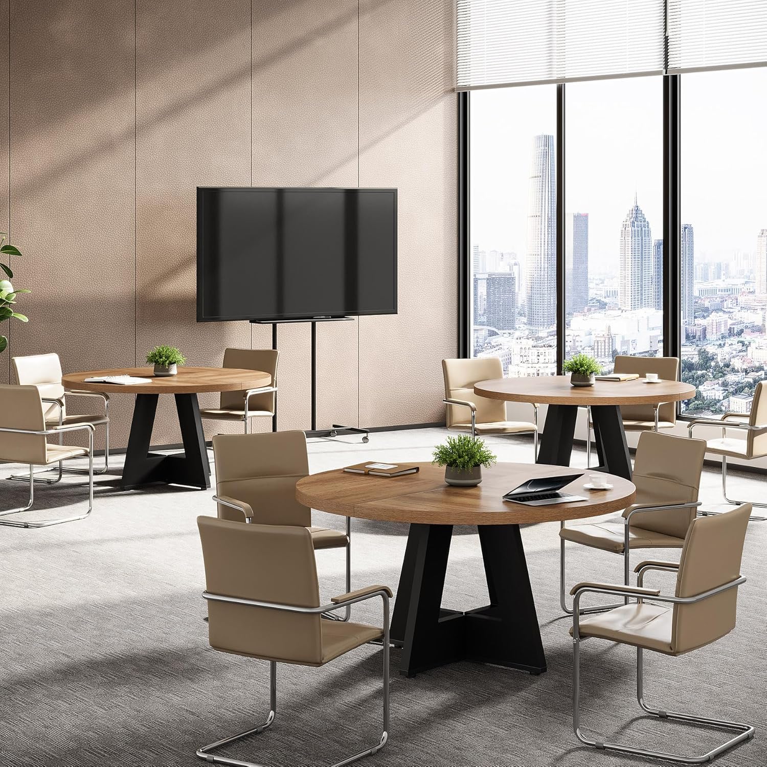 Tribesigns 47-Inch Round Conference Table for 4-6 People, Wooden Base and Thickened Top - Image 61