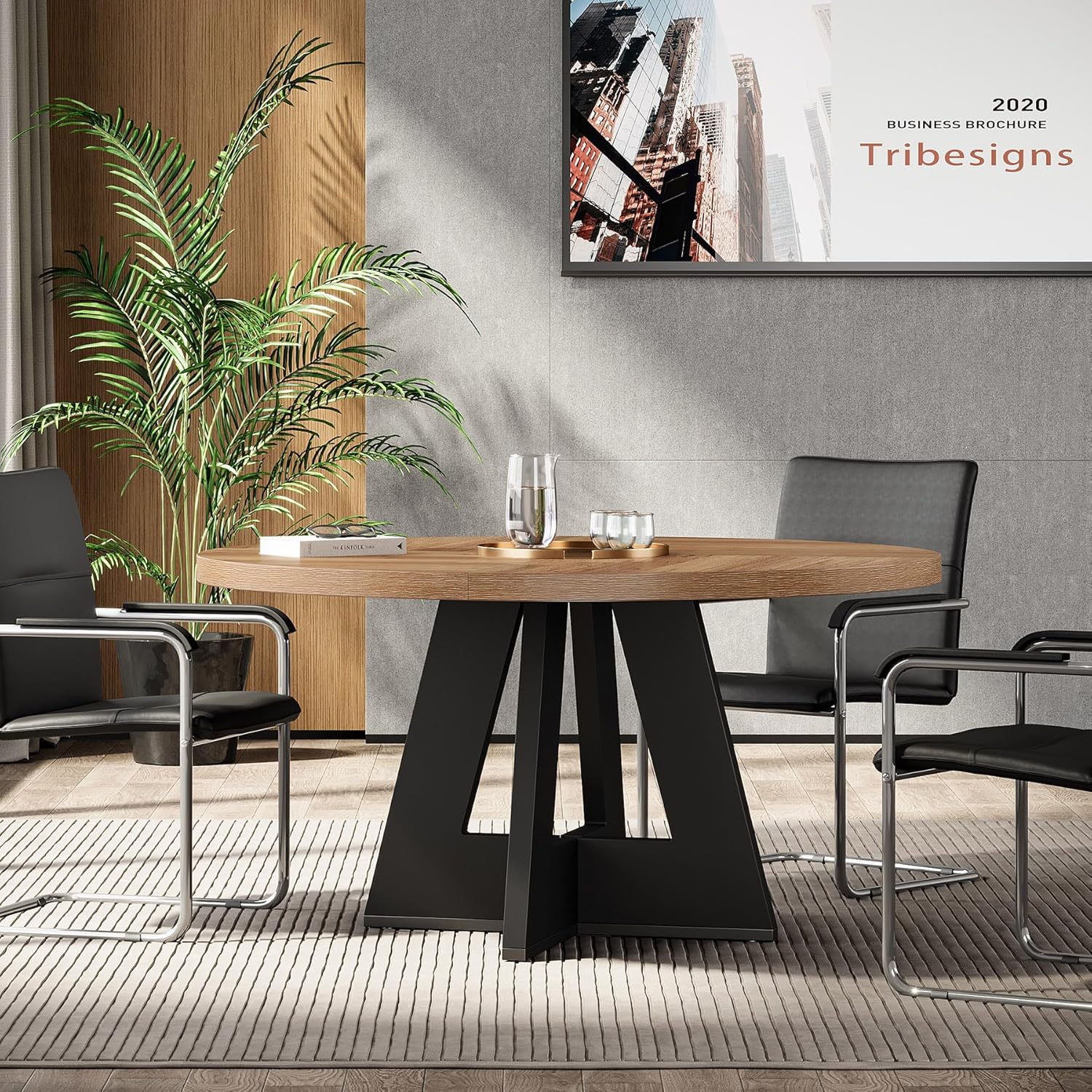 Tribesigns 47-Inch Round Conference Table for 4-6 People, Wooden Base and Thickened Top - Image 62