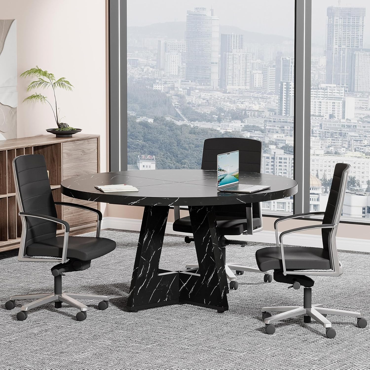 Tribesigns 47-Inch Round Conference Table for 4-6 People, Wooden Base and Thickened Top - Image 71