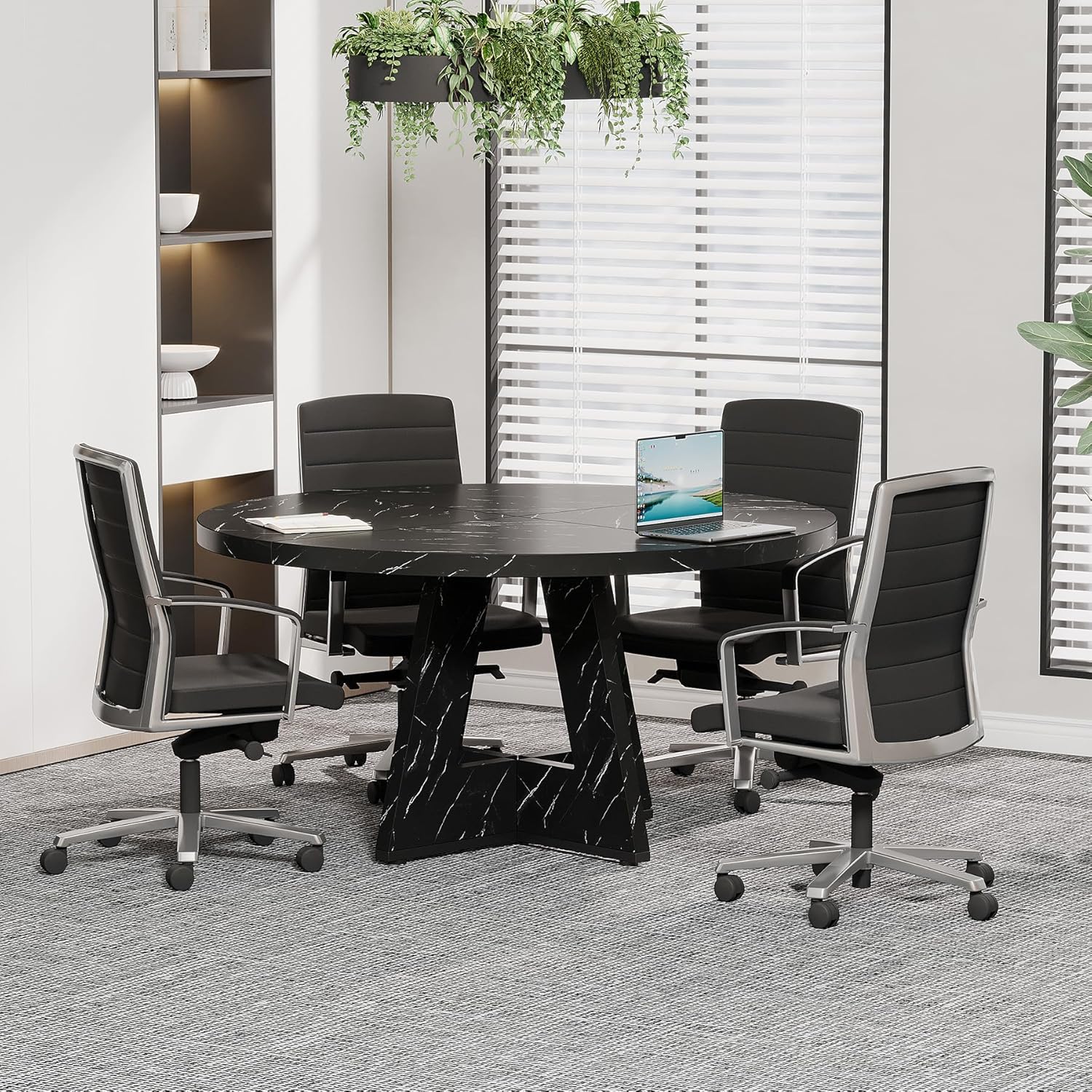 Tribesigns 47-Inch Round Conference Table for 4-6 People, Wooden Base and Thickened Top - Image 73
