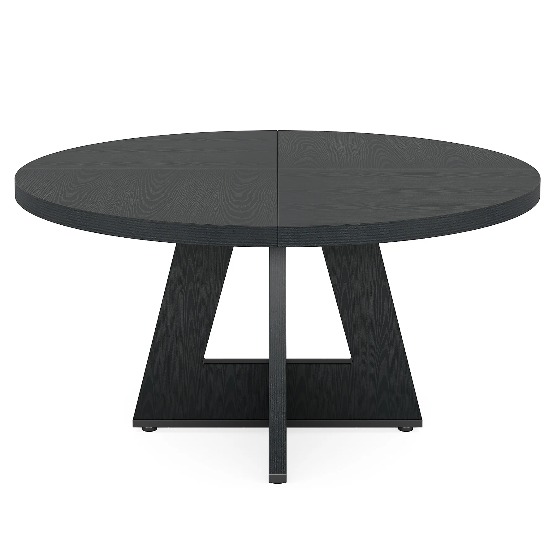 47-Inch Round Farmhouse Dining Table for 4–6 with Cross-Style Pedestal Base - Image 28
