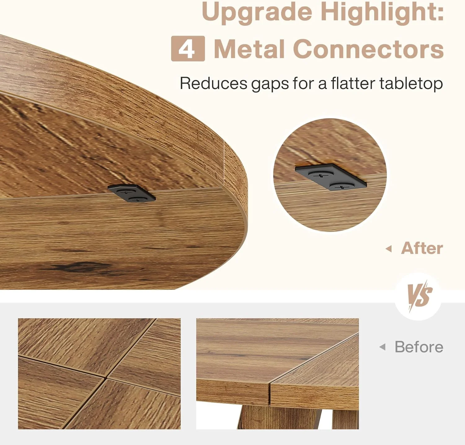 47-Inch Round Farmhouse Dining Table for 4–6 with Cross-Style Pedestal Base - Image 3