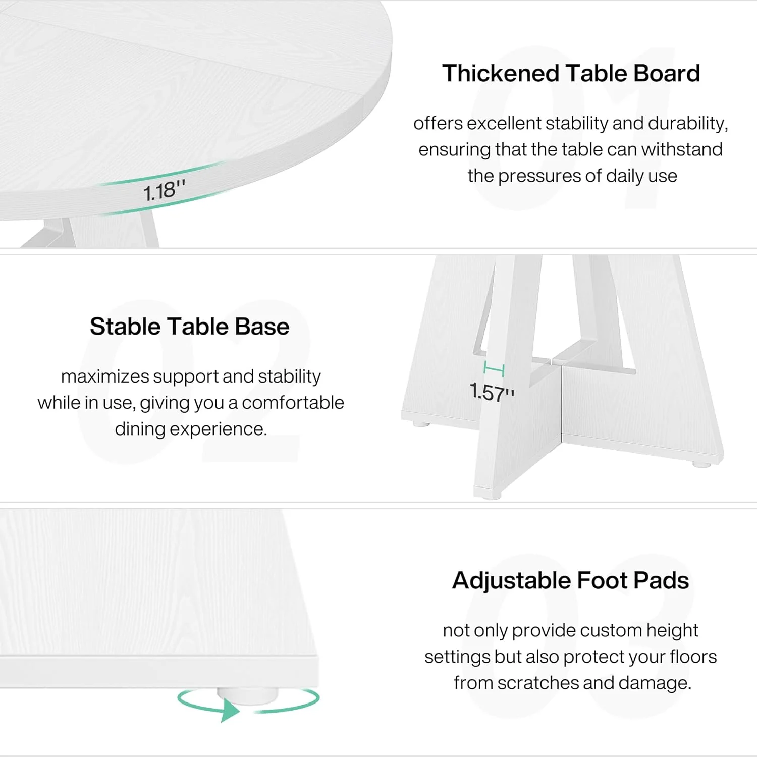 47-Inch Round Farmhouse Dining Table for 4–6 with Cross-Style Pedestal Base - Image 54