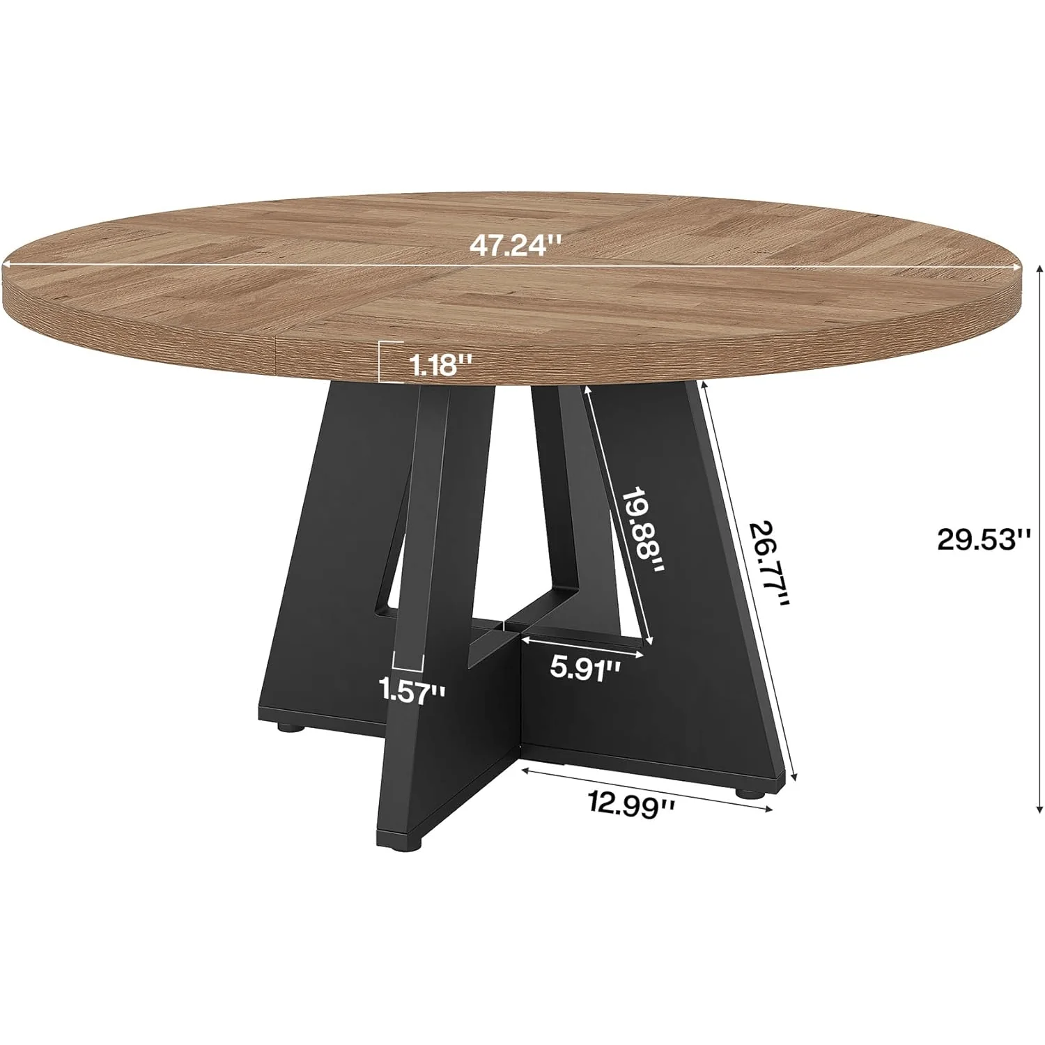 47-Inch Round Farmhouse Dining Table for 4–6 with Cross-Style Pedestal Base - Image 71