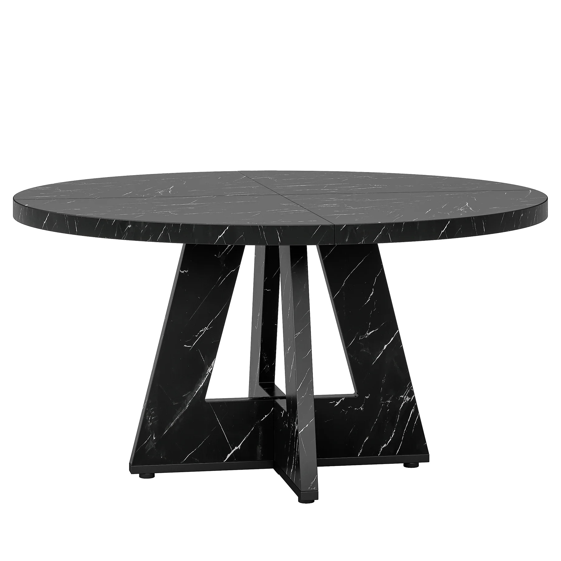 47-Inch Round Farmhouse Dining Table for 4–6 with Cross-Style Pedestal Base - Image 89