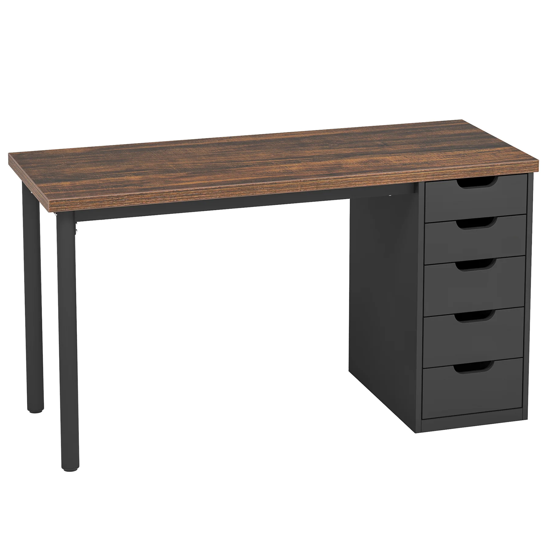 Tribesigns 47" Computer Desk with 5 Reversible Drawers, Rustic Home Office Workstation - Image 12