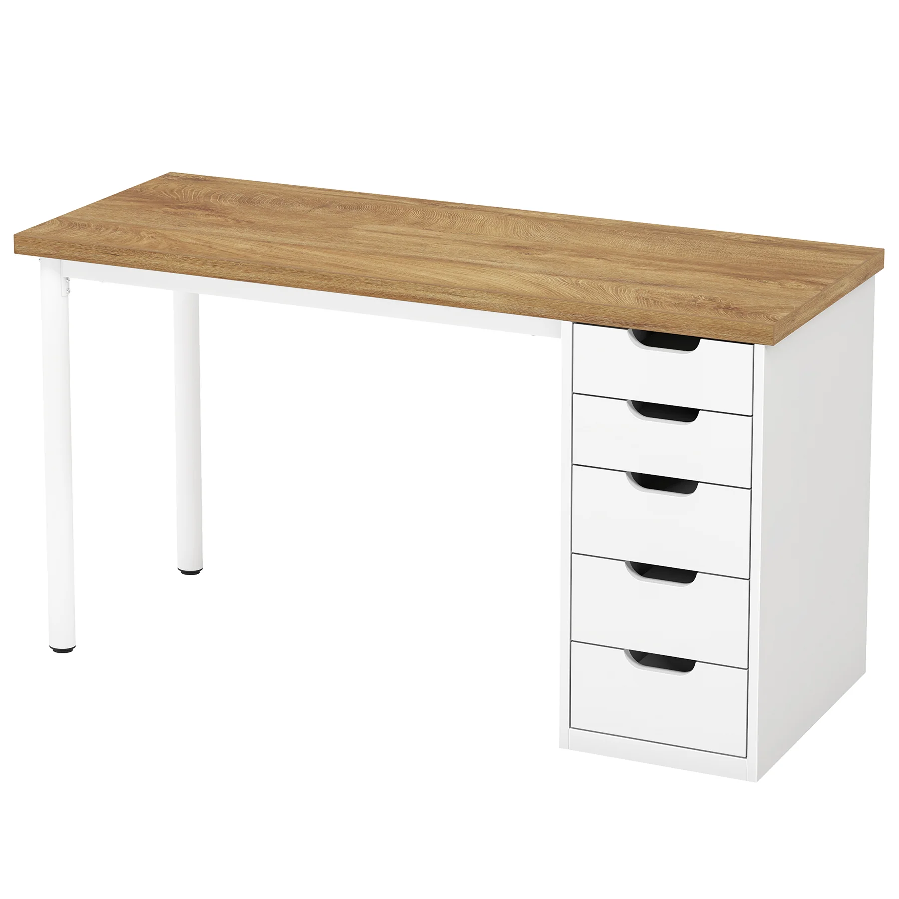 47" Computer Desk with 5 Drawers, Modern Study Table Writing Desk - Image 15