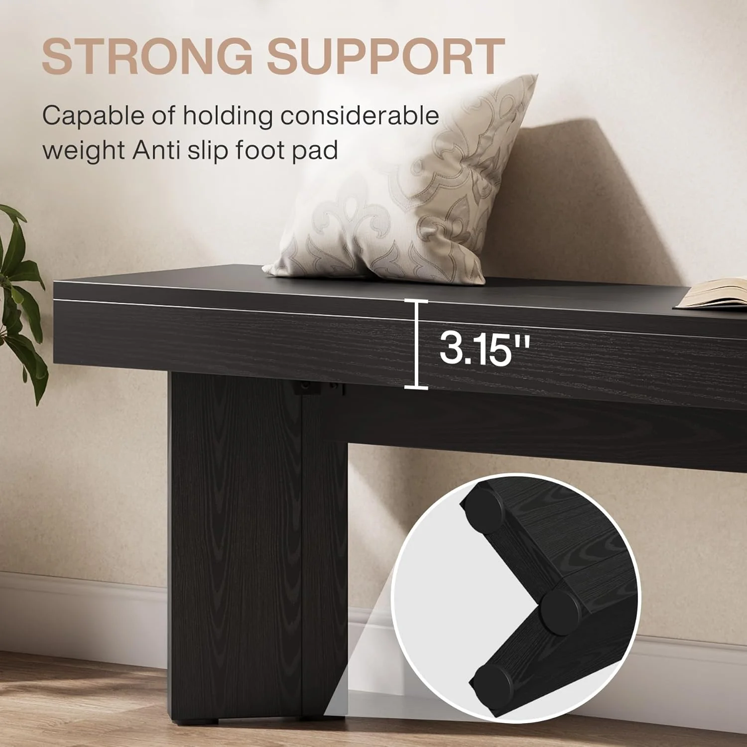 47" Wooden End of Bed Bench, Farmhouse Bedroom Bench - Image 11
