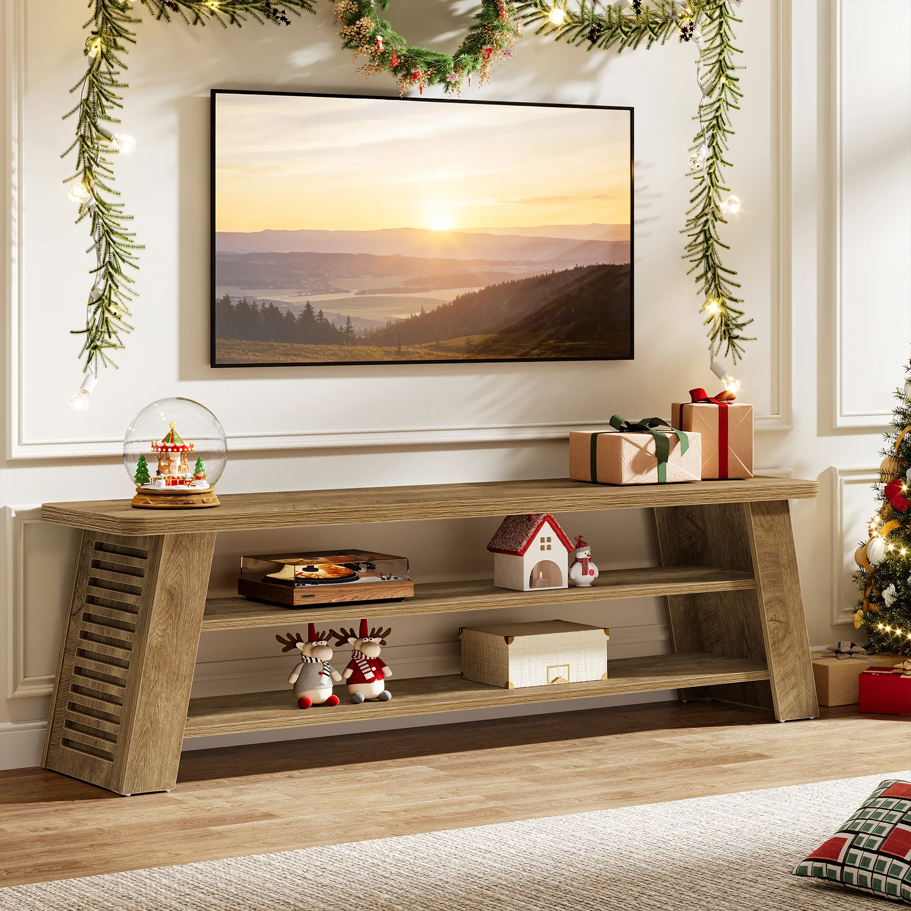 47" TV Stand for 60" TVs, 3-Tier Entertainment Media Center with Storage Shelves - Image 3