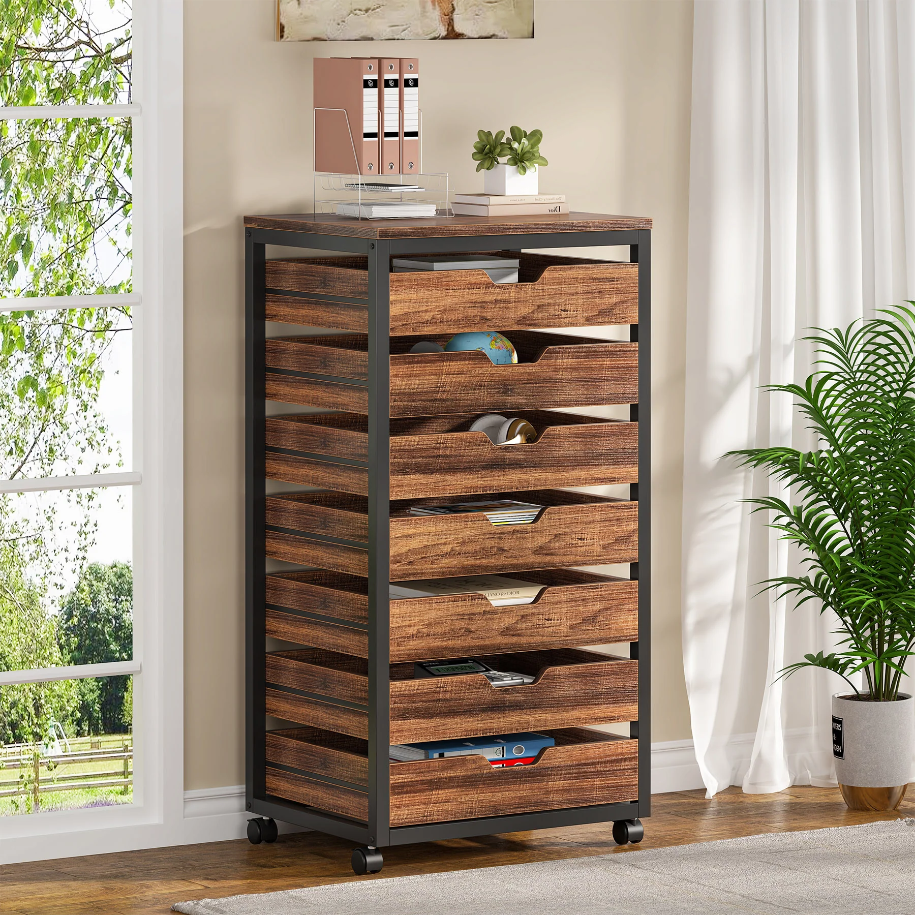 5/7 Drawer File Cabinet, Mobile Drawer Chest Storage Dresser Cabinet - Image 14