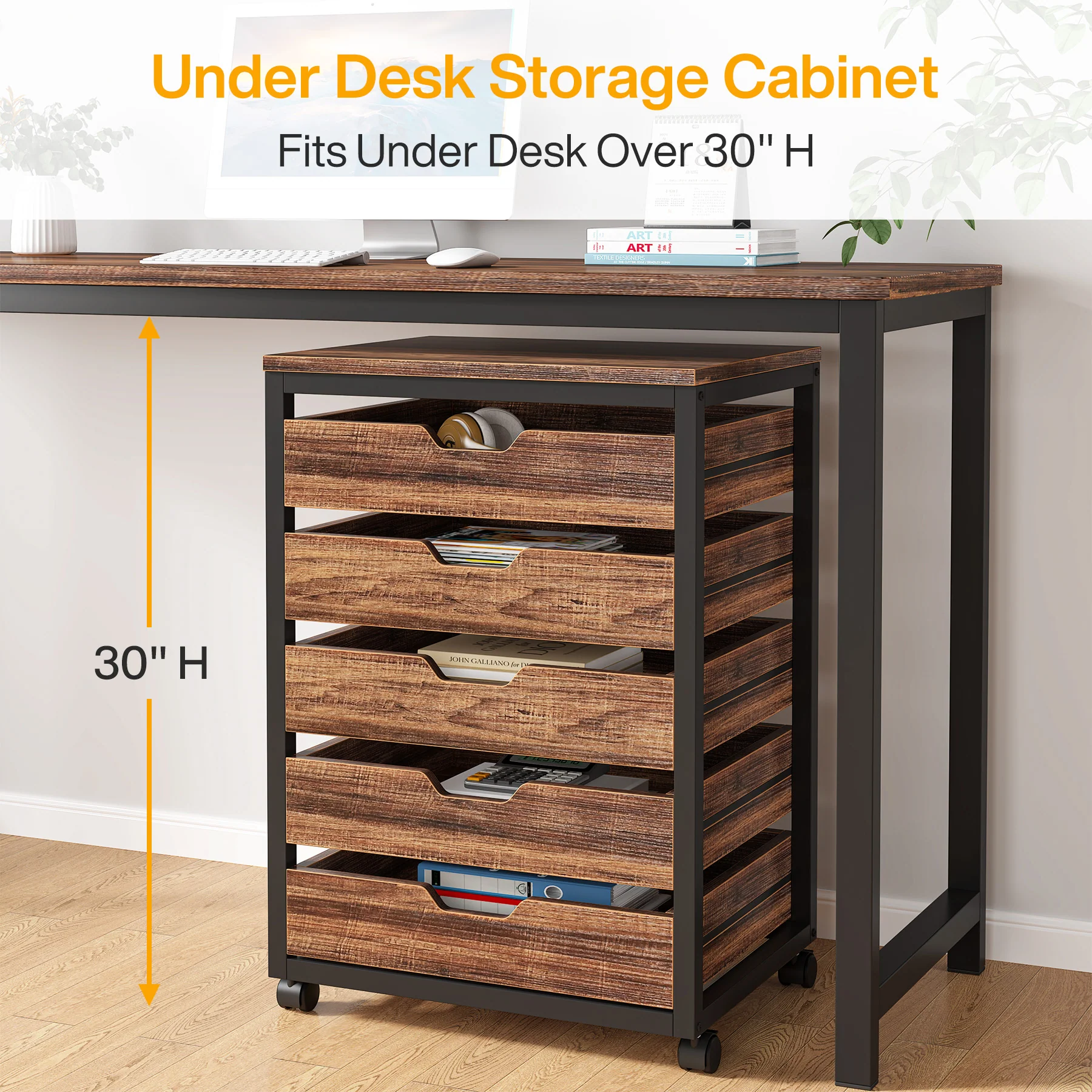 5/7 Drawer File Cabinet, Mobile Drawer Chest Storage Dresser Cabinet - Image 6