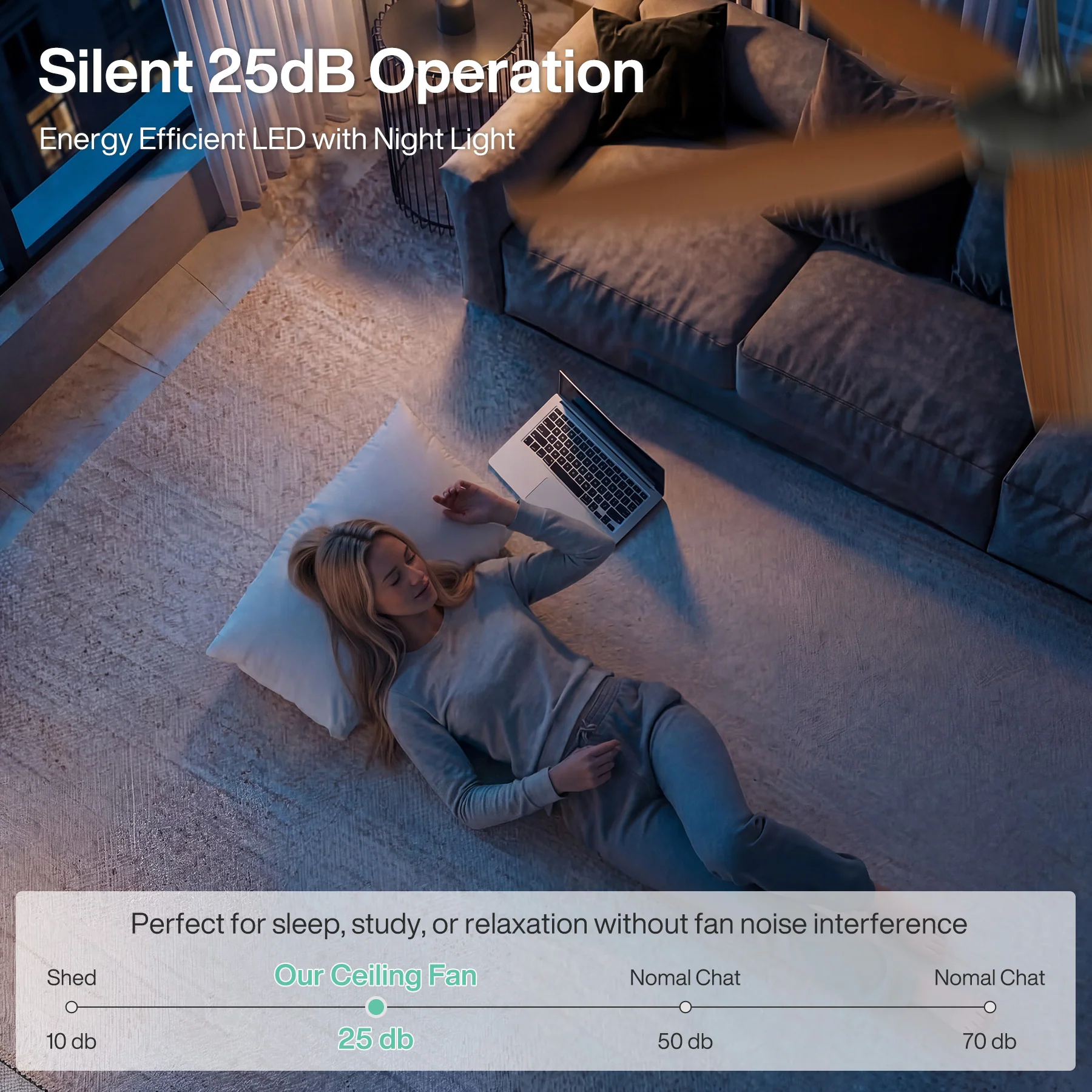 5 Blades Ceiling Fans with Dimmable LED Light and Remote Control - Image 7
