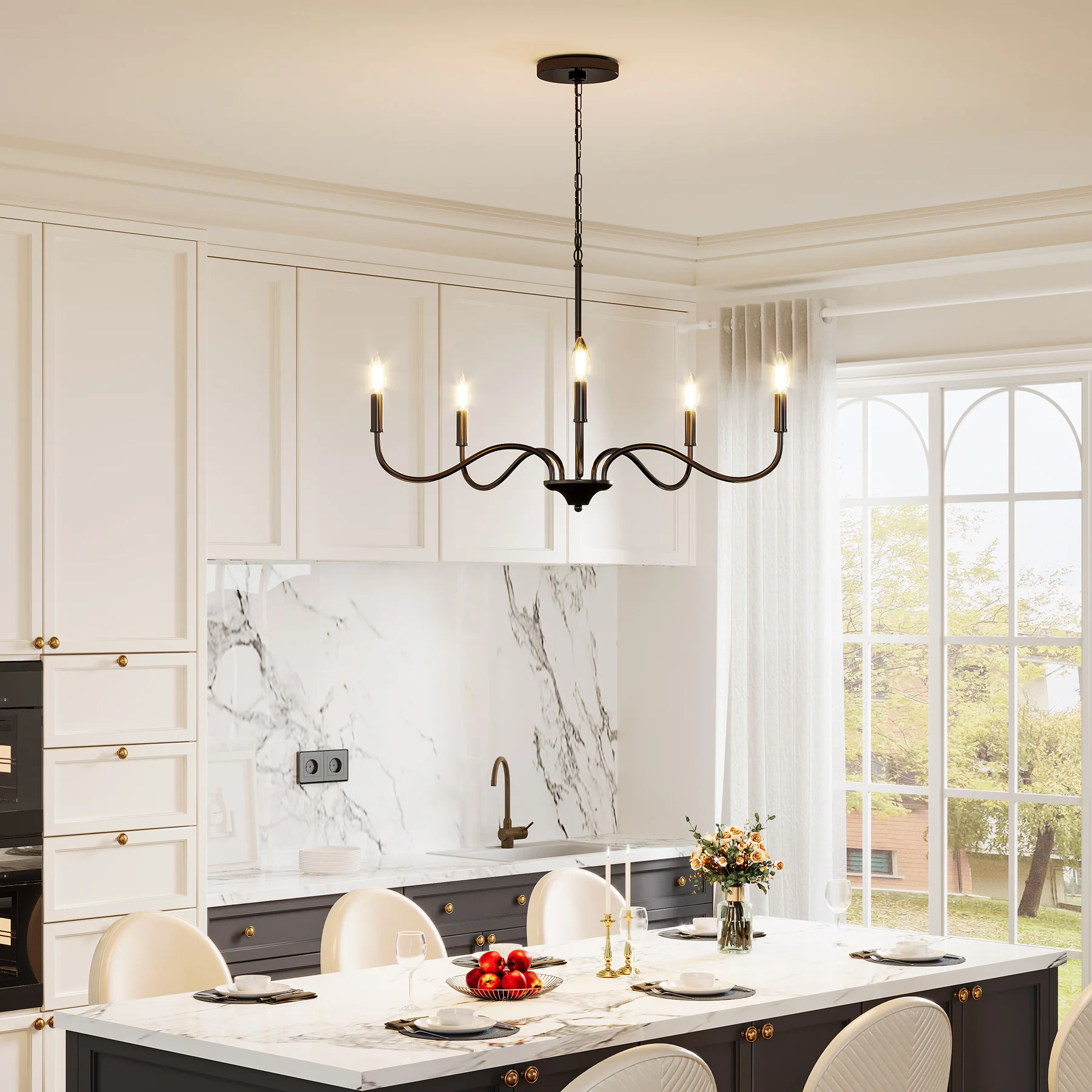 5-Light Chandelier, Modern Pendant Light Fixtures Industrial Lighting - Image 4