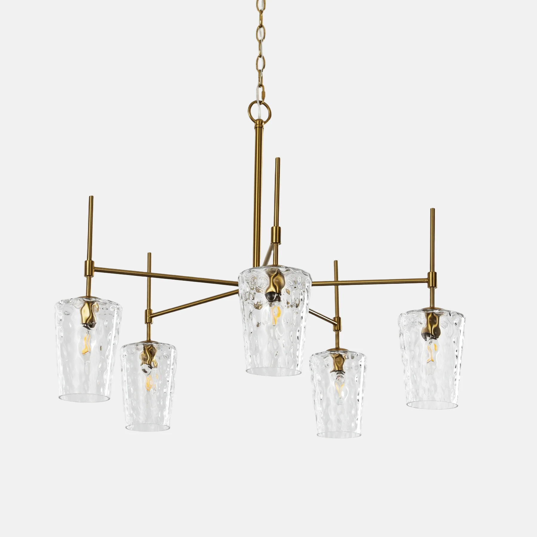 5-Light Chandelier, Modern Pendant Light with Water Ripple Wine Glass Shades - Image 10