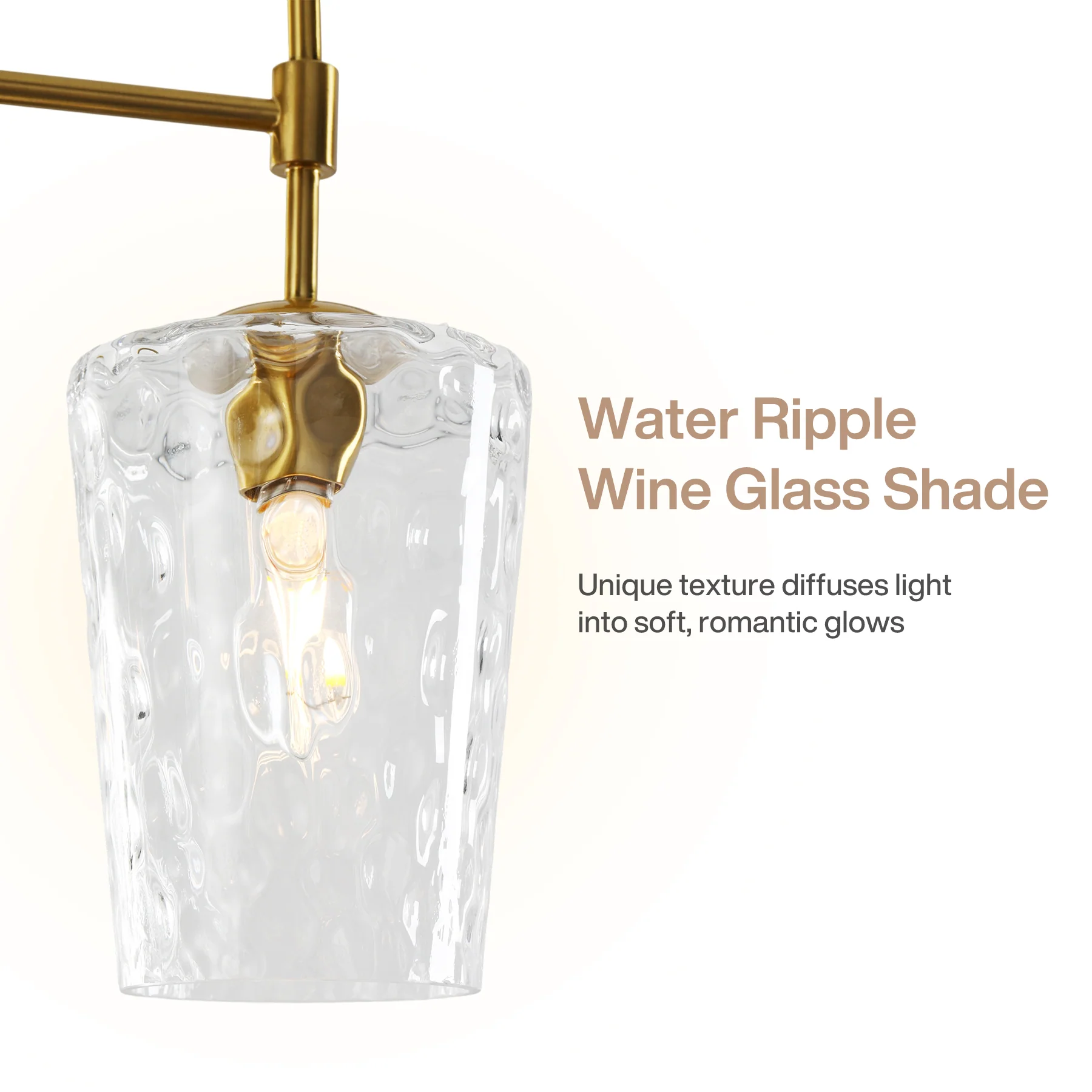 5-Light Chandelier, Modern Pendant Light with Water Ripple Wine Glass Shades - Image 8