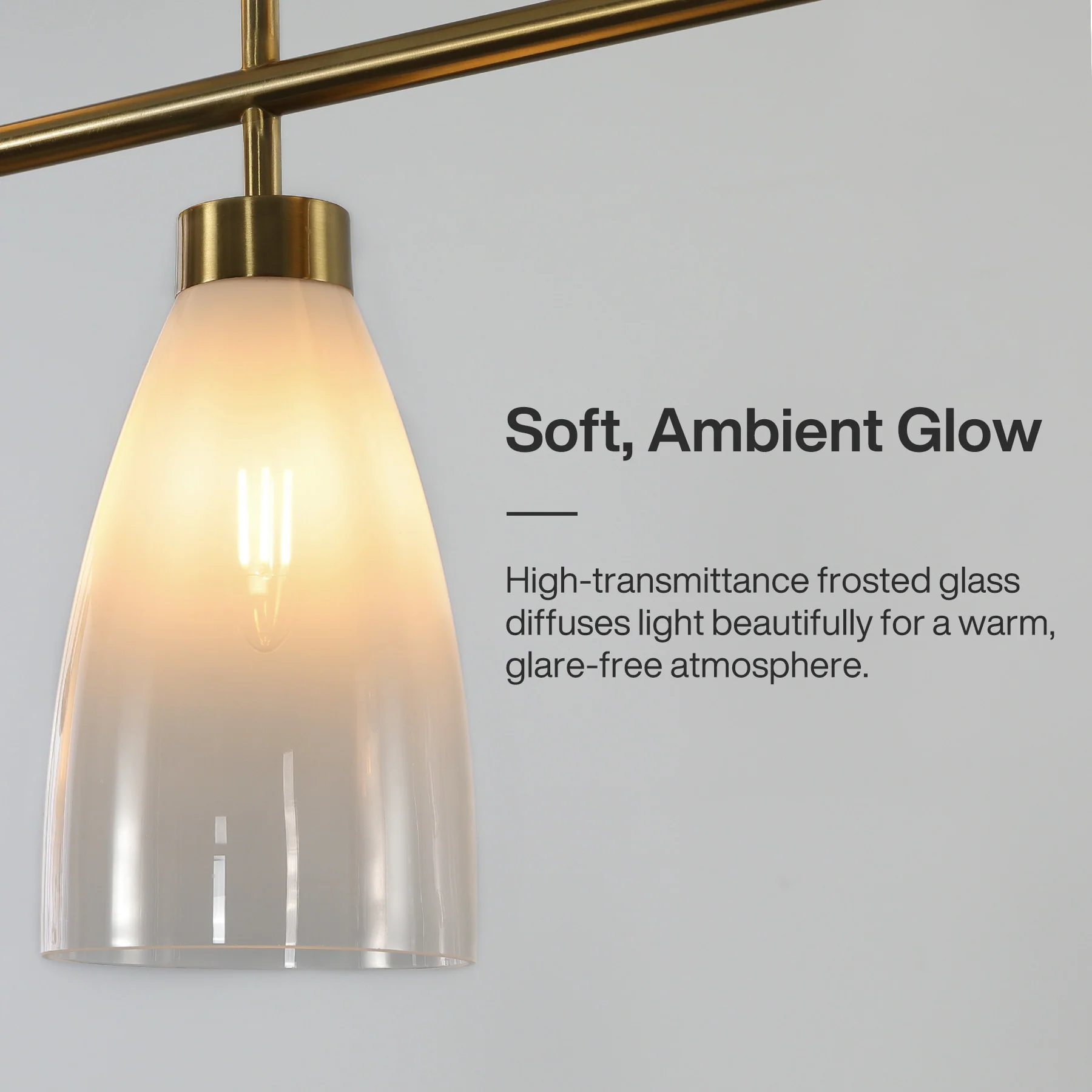 5-Light Modern Linear Chandelier, Kitchen Island Pendant Light with Gradient Frosted Glass Shades(E12 Bulbs Not Included) - Image 9