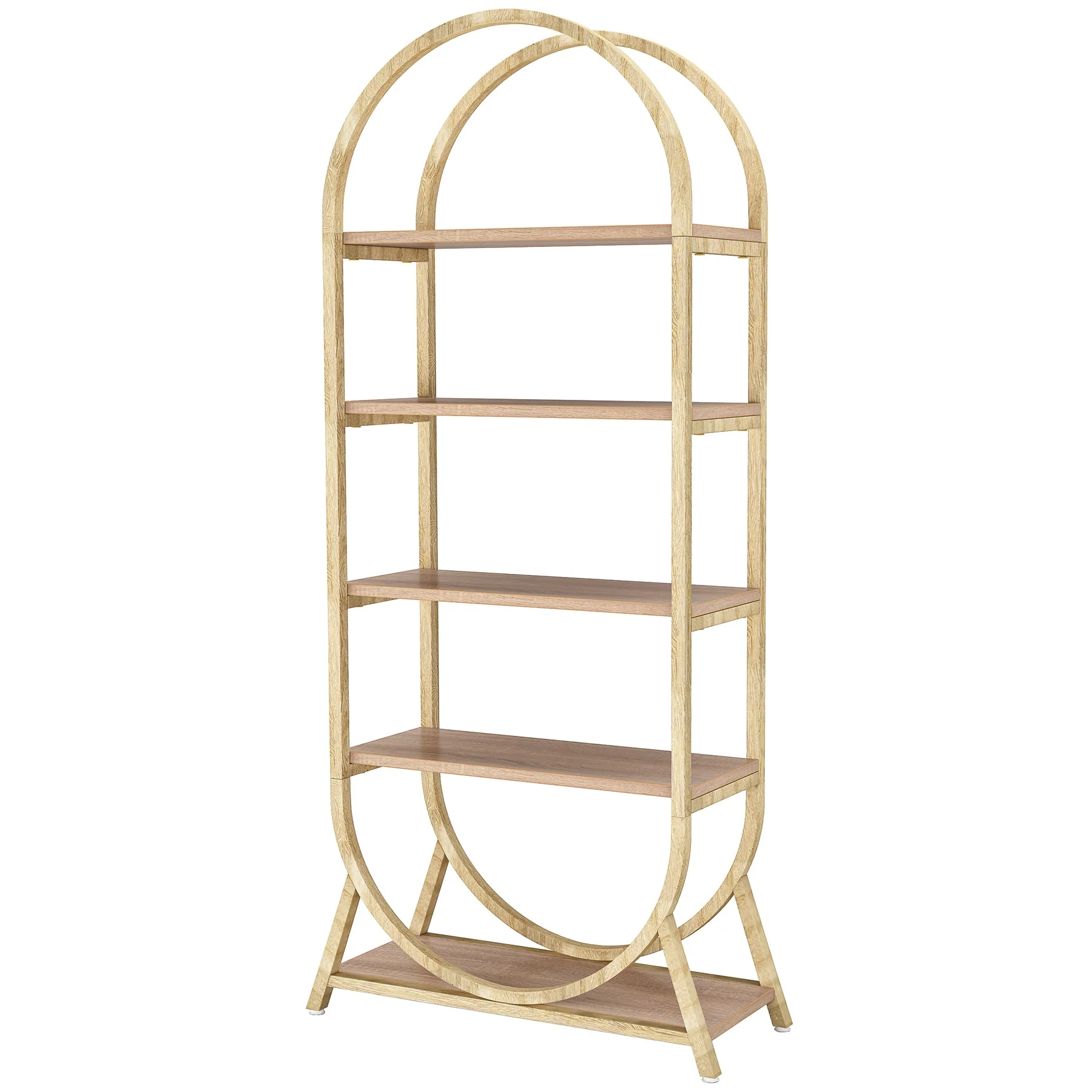 5-Tier Bookshelf, 70.8" Open Bookcase Arched Display Rack - Image 8