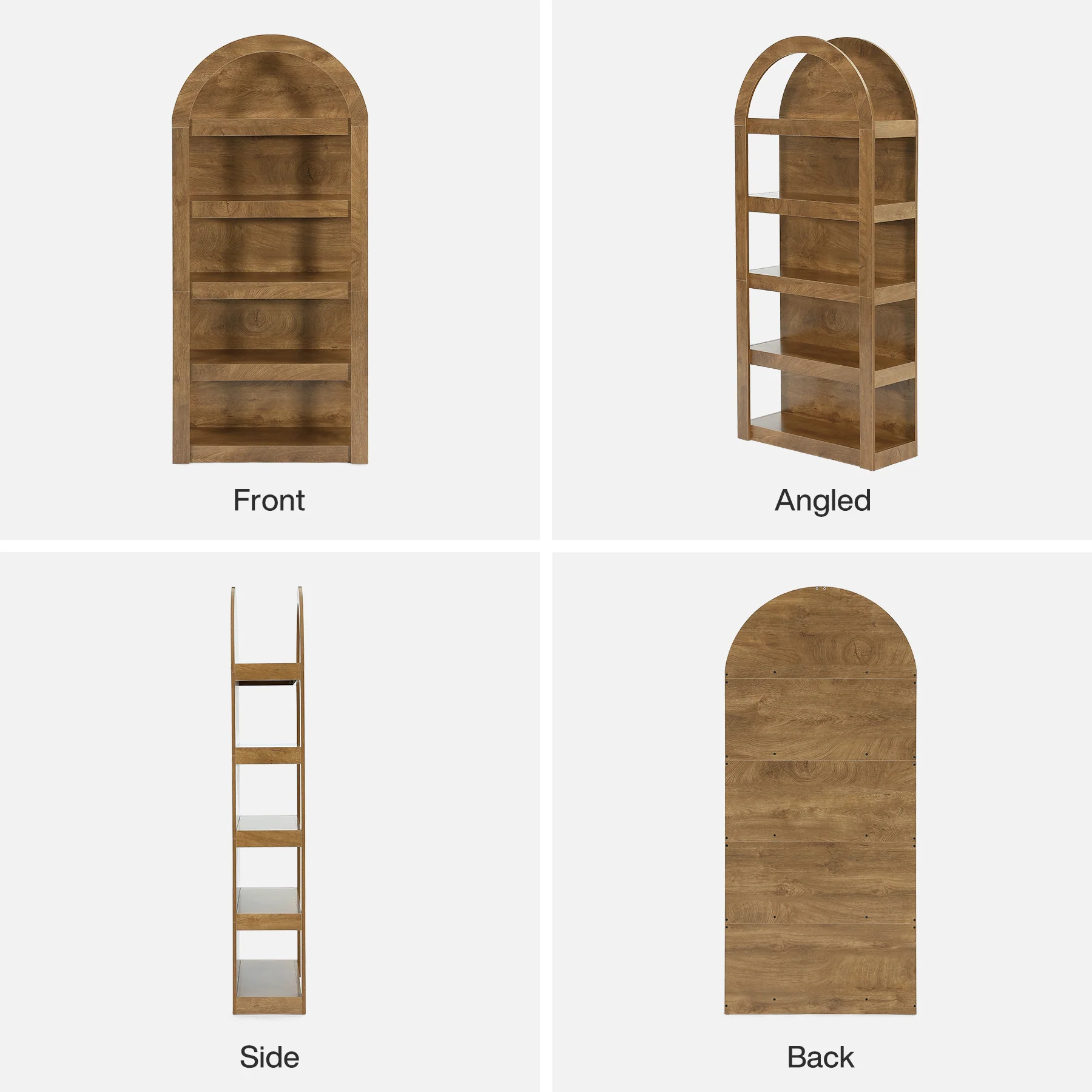 5-Tier Arched Bookshelf, 71" Tall Rack Bookcase Display Shelf for Home Office - Image 8