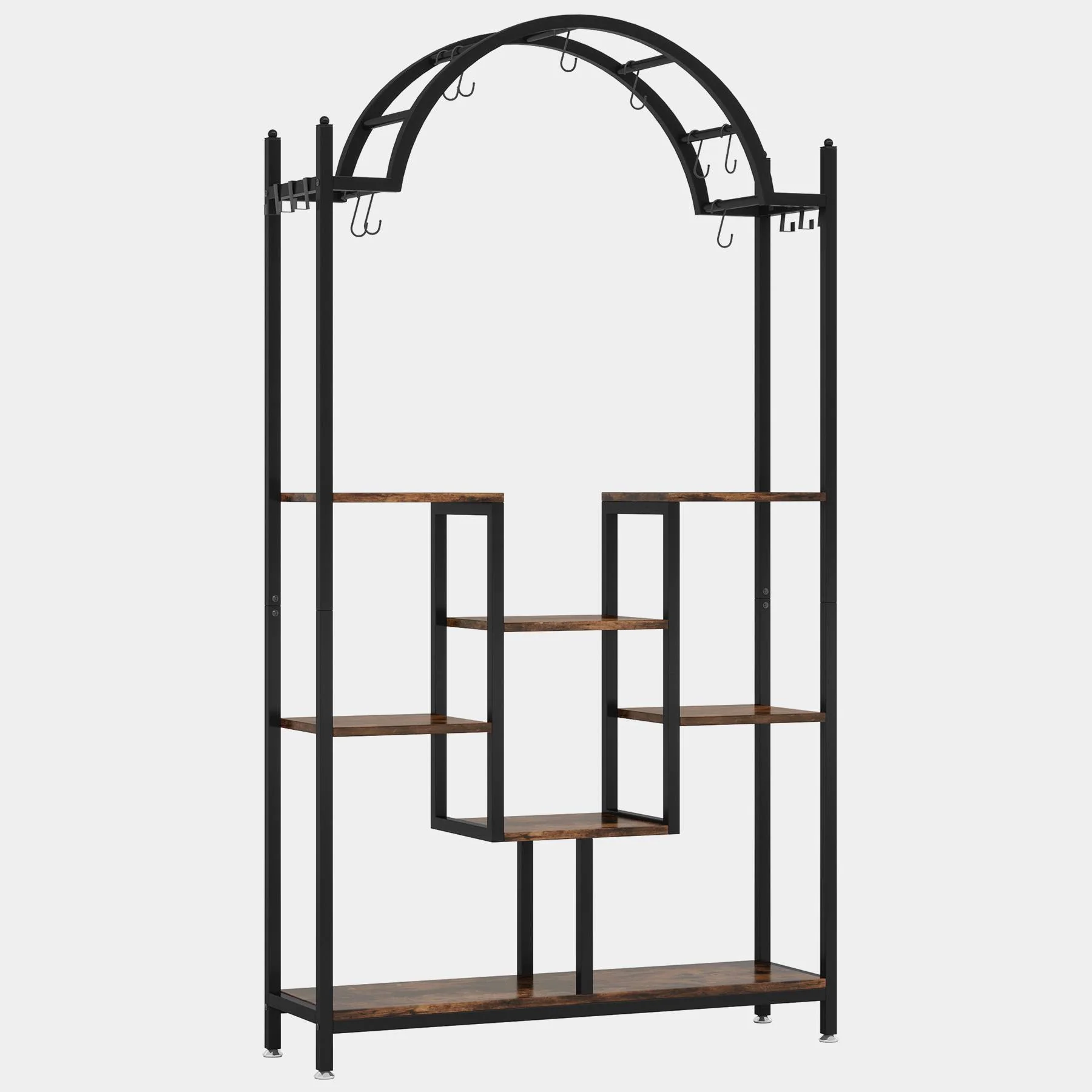 Arched Plant Stand, 74.8" Flower Stands with Hanging Hooks - Image 7