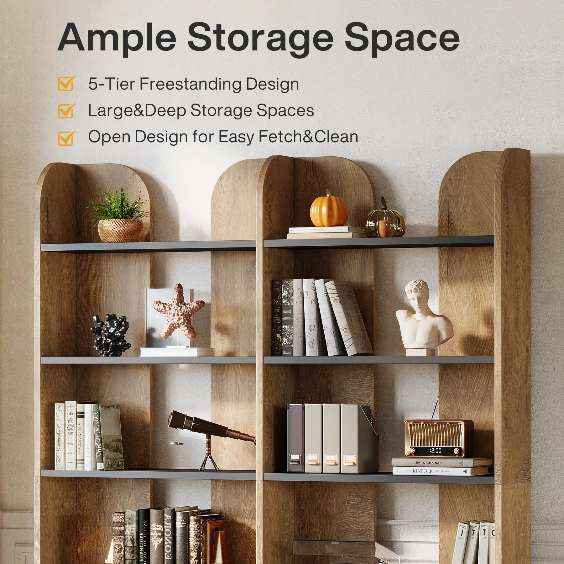 70.8" Bookshelf, 5-Tier Bookcase with Open Display Shelves - Image 6