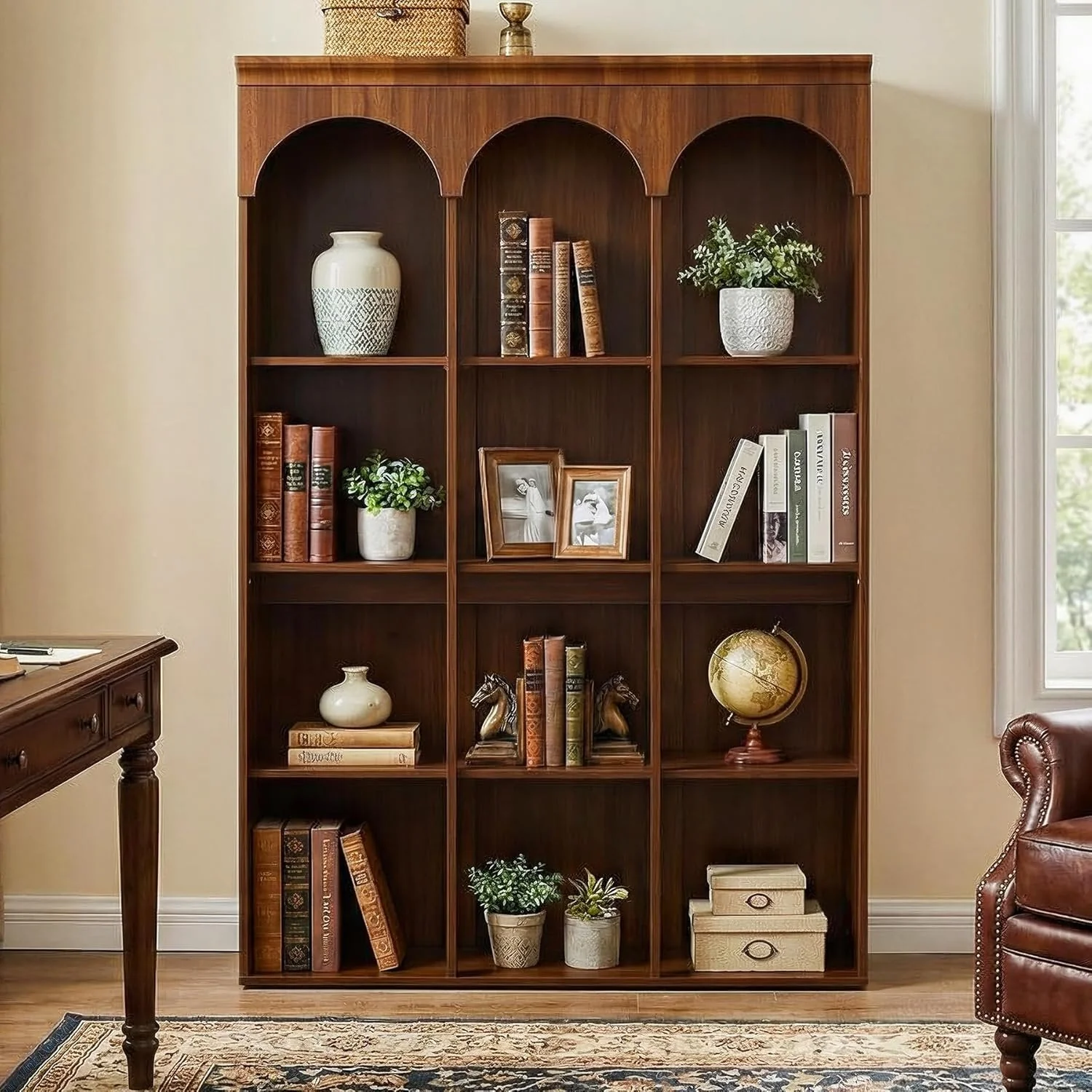 5-Tier Bookcase, 70.9" Tall Arched Bookshelf Open Shelving Unit - Image 4
