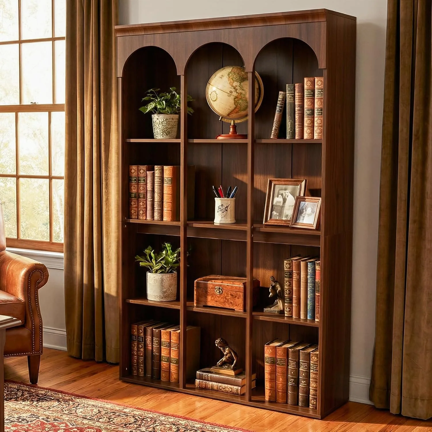 5-Tier Bookcase, 70.9" Tall Arched Bookshelf Open Shelving Unit - Image 6