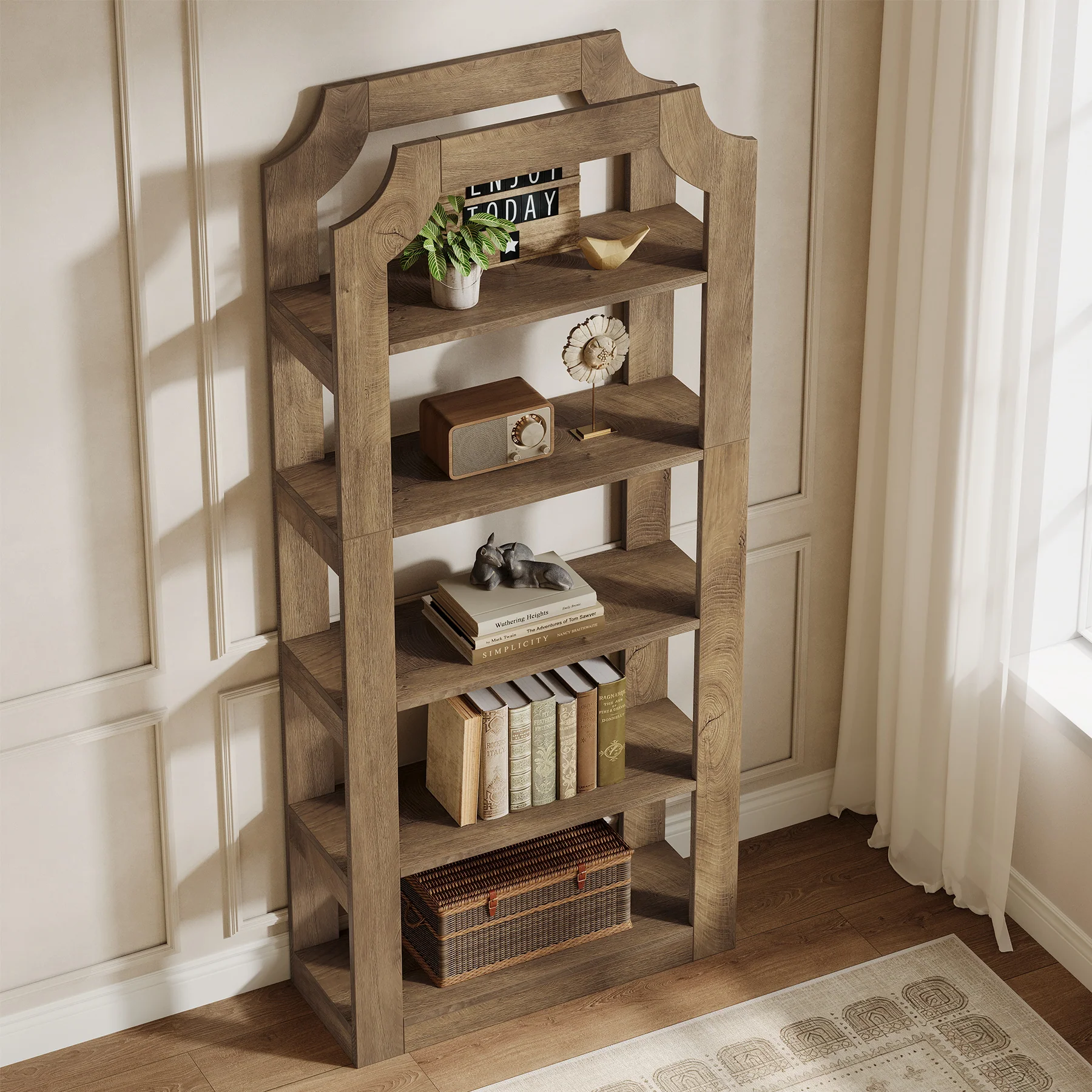 5-Tier Bookshelf, 70.9" Freestanding Bookcase with Open Storage Shelves - Image 5