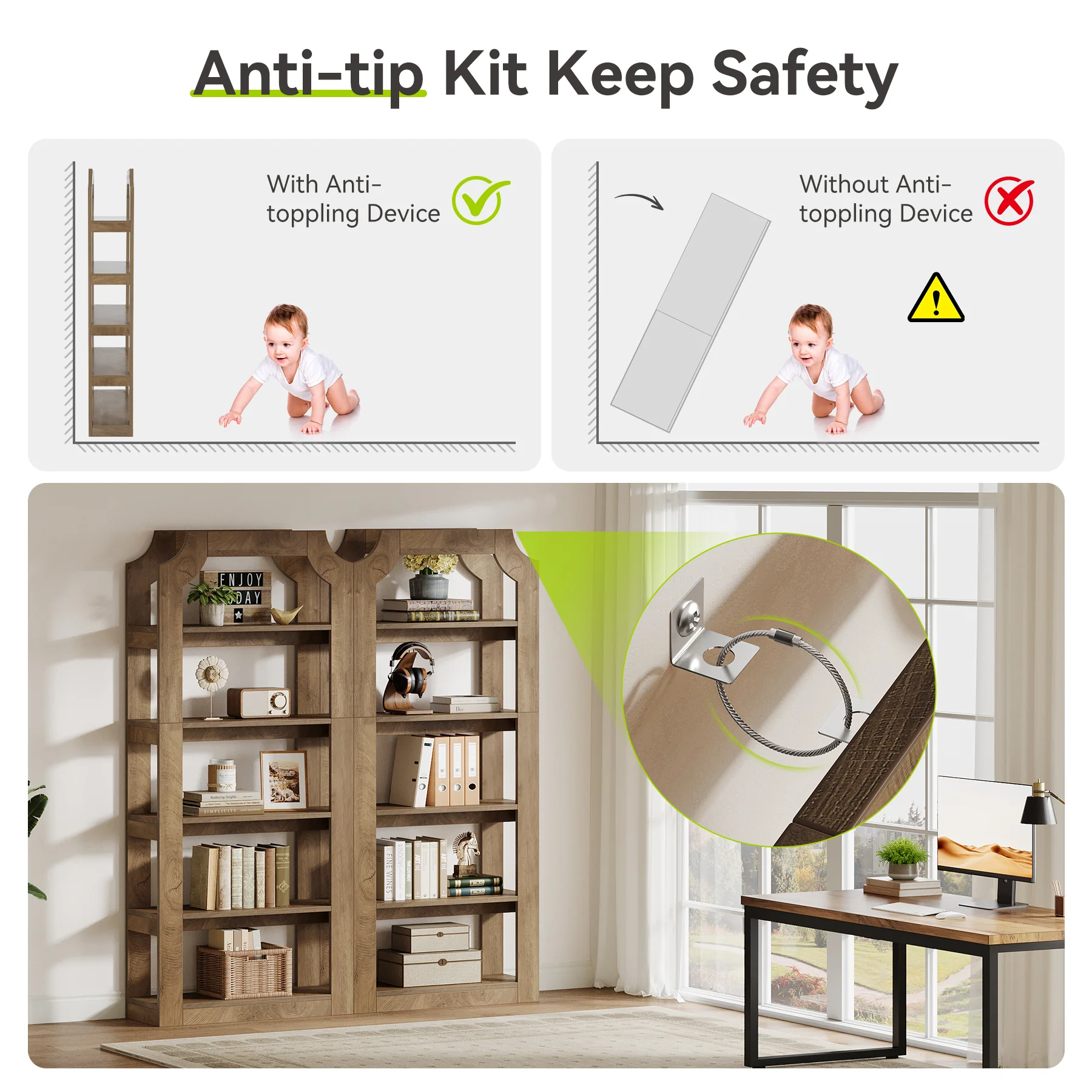 5-Tier Bookshelf, 70.9" Freestanding Bookcase with Open Storage Shelves - Image 9