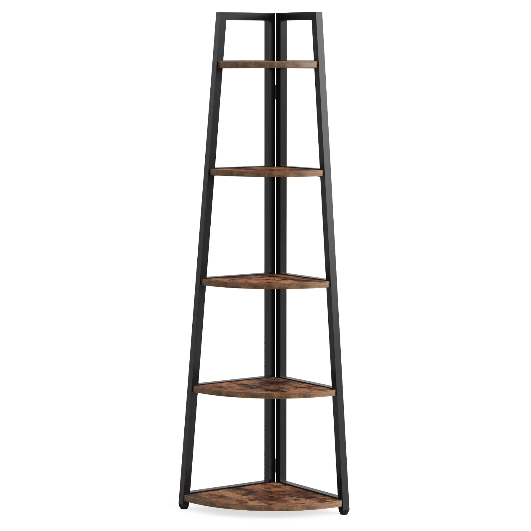 5-Tier Corner Bookshelf, 70" Tall Corner Shelves Plant Stand for Living Room - Image 11