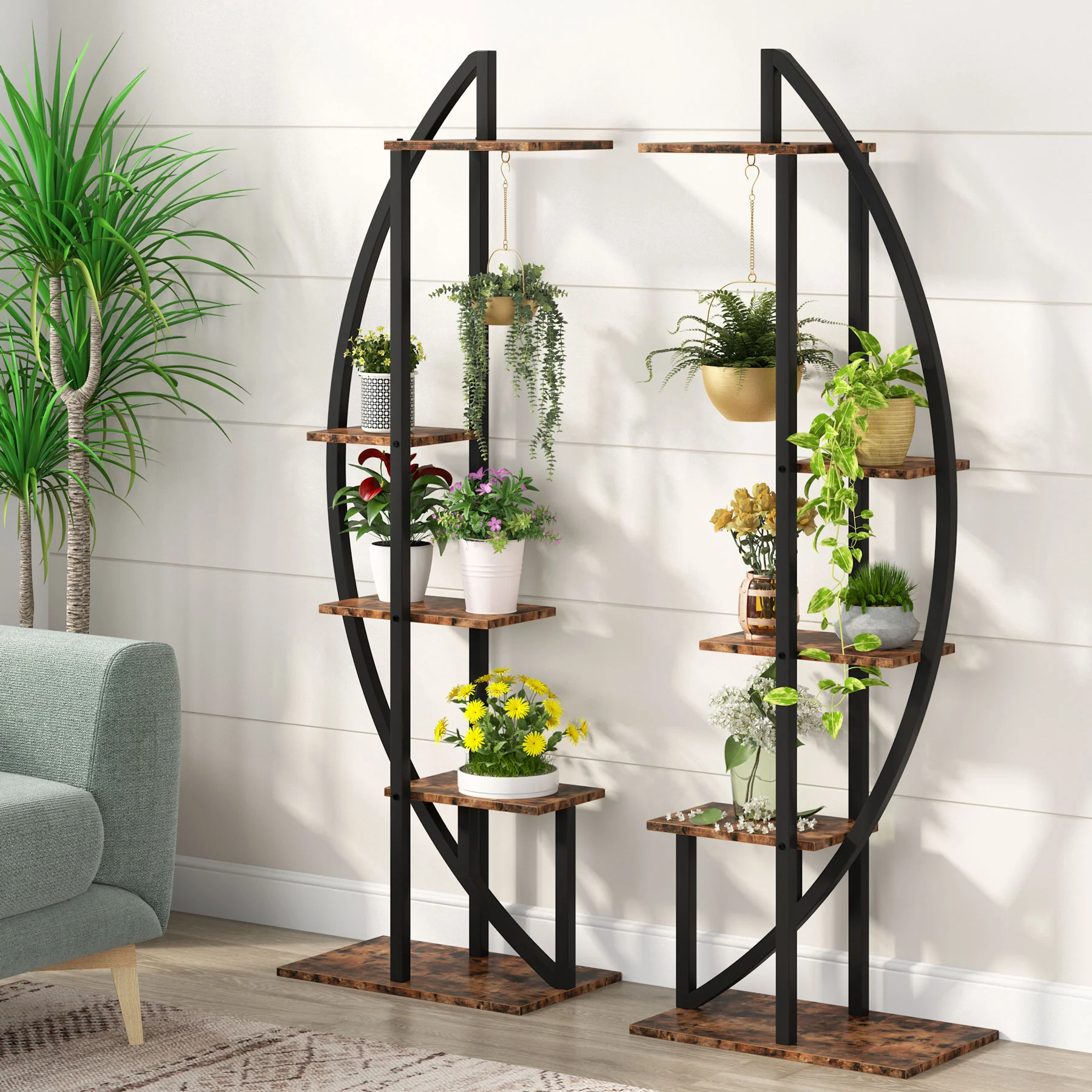 Curved Plant Stand Pack of 2, 5-Tier Flower Display Shelf - Image 10