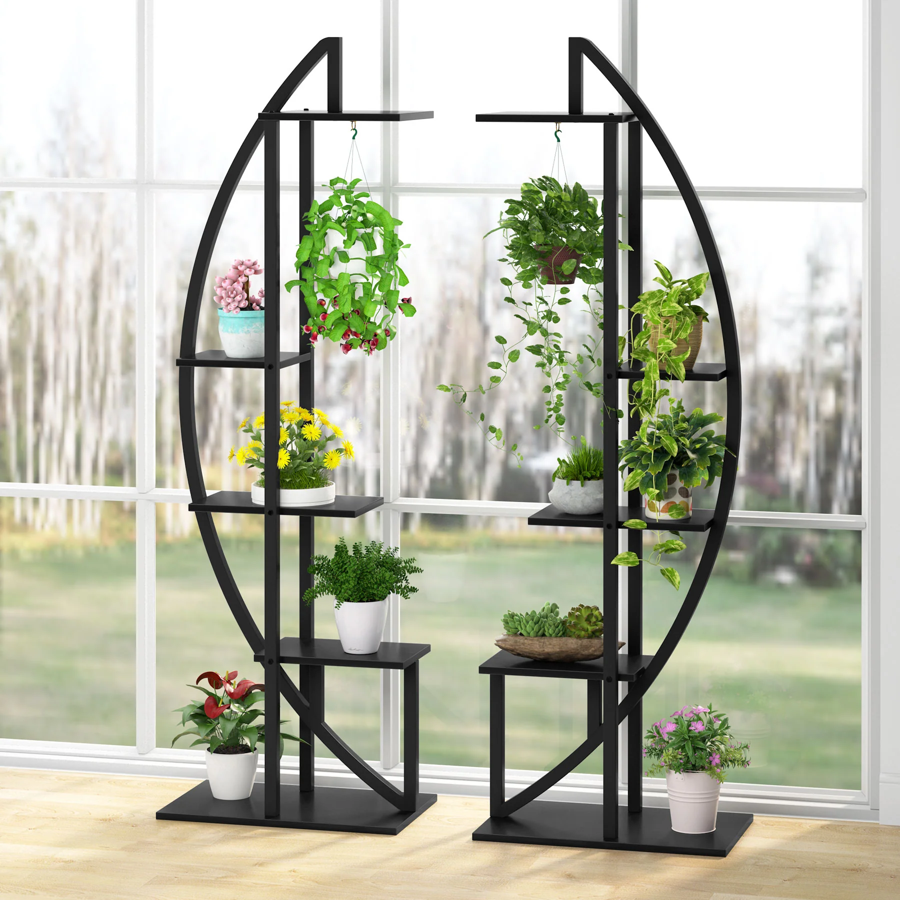 Curved Plant Stand Pack of 2, 5-Tier Flower Display Shelf - Image 3