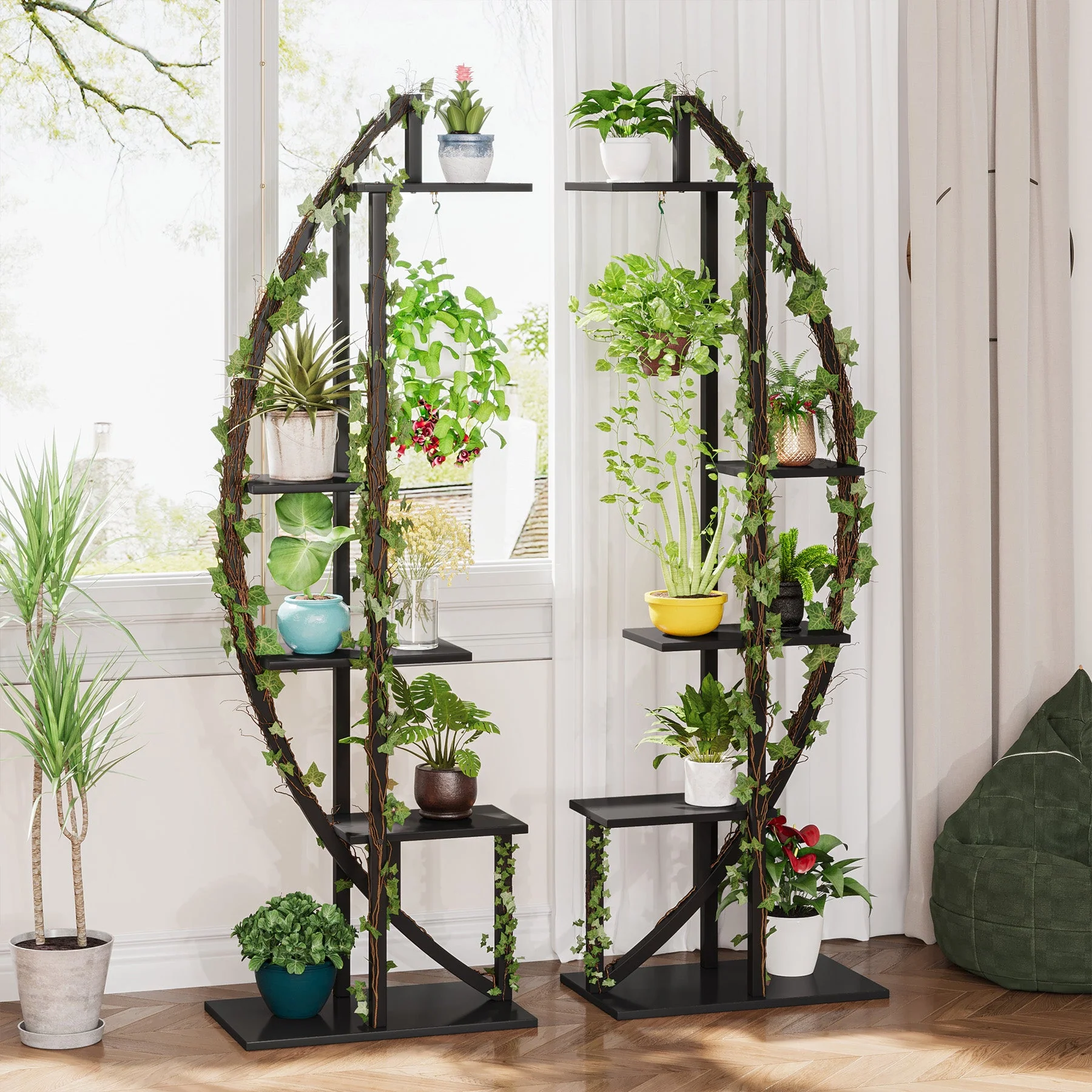Curved Plant Stand Pack of 2, 5-Tier Flower Display Shelf - Image 4