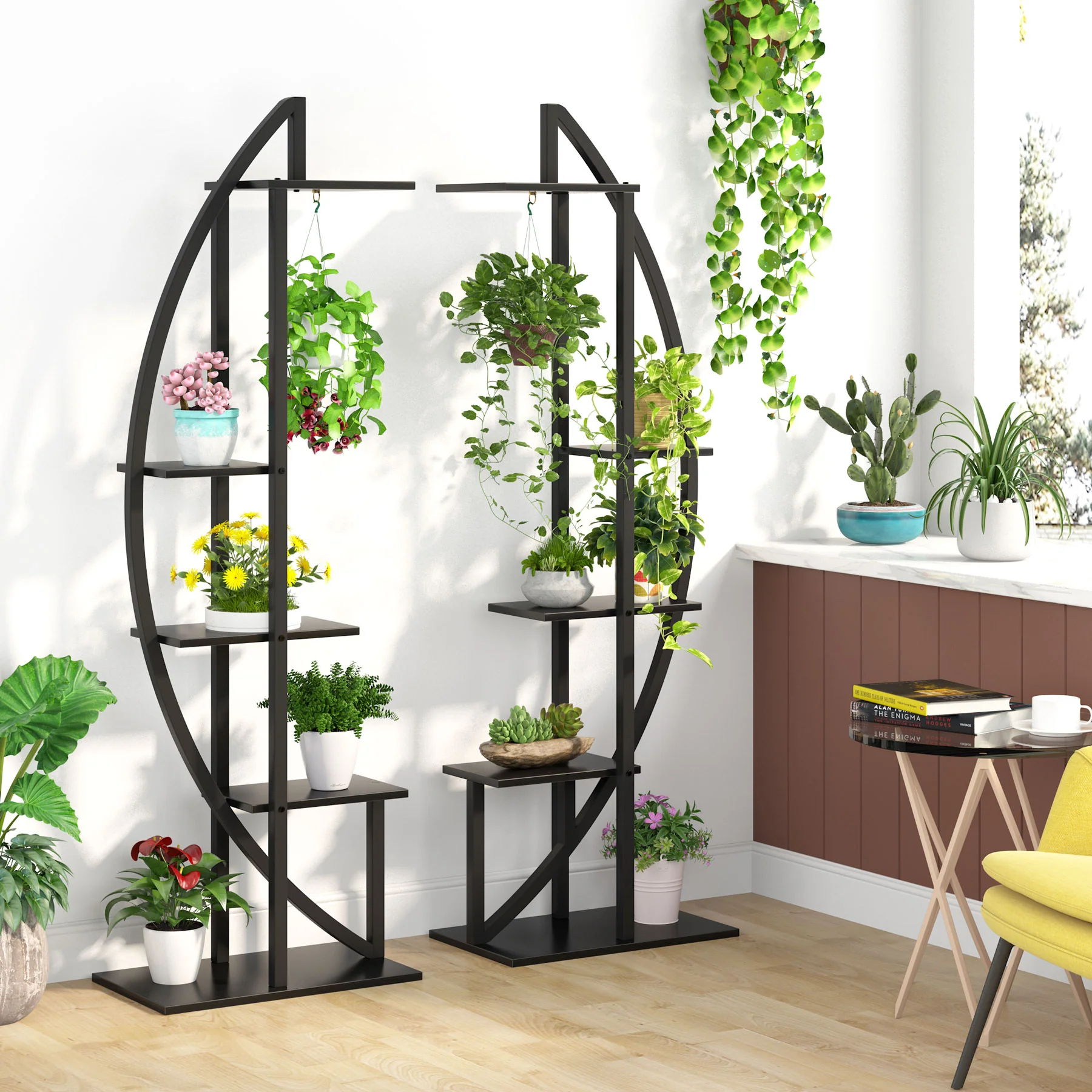Curved Plant Stand Pack of 2, 5-Tier Flower Display Shelf - Image 5