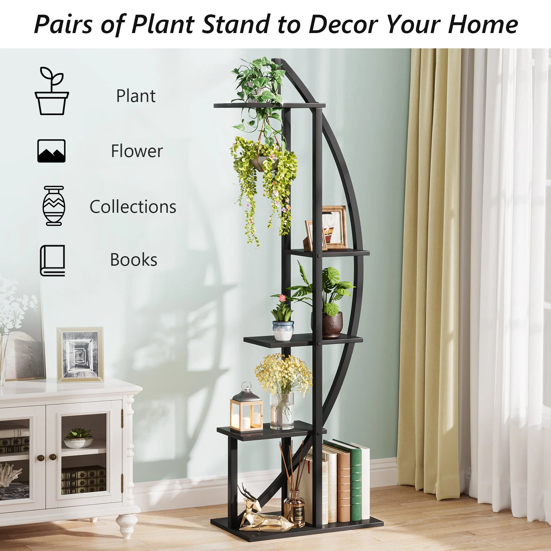 Curved Plant Stand Pack of 2, 5-Tier Flower Display Shelf - Image 6