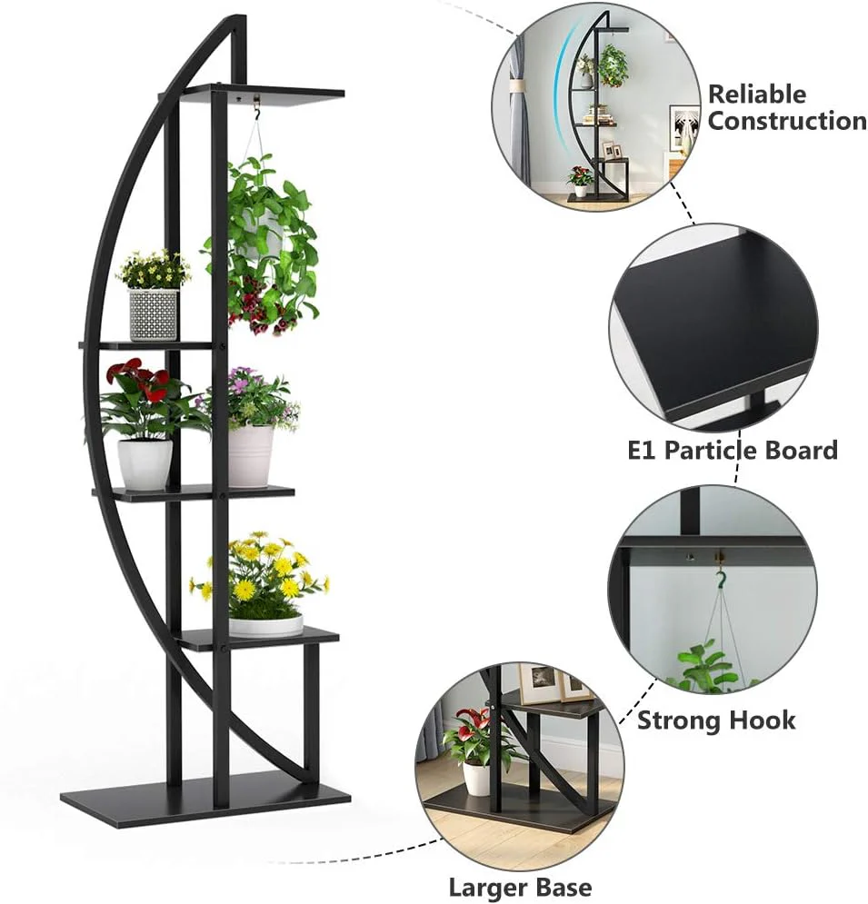 Curved Plant Stand Pack of 2, 5-Tier Flower Display Shelf - Image 7