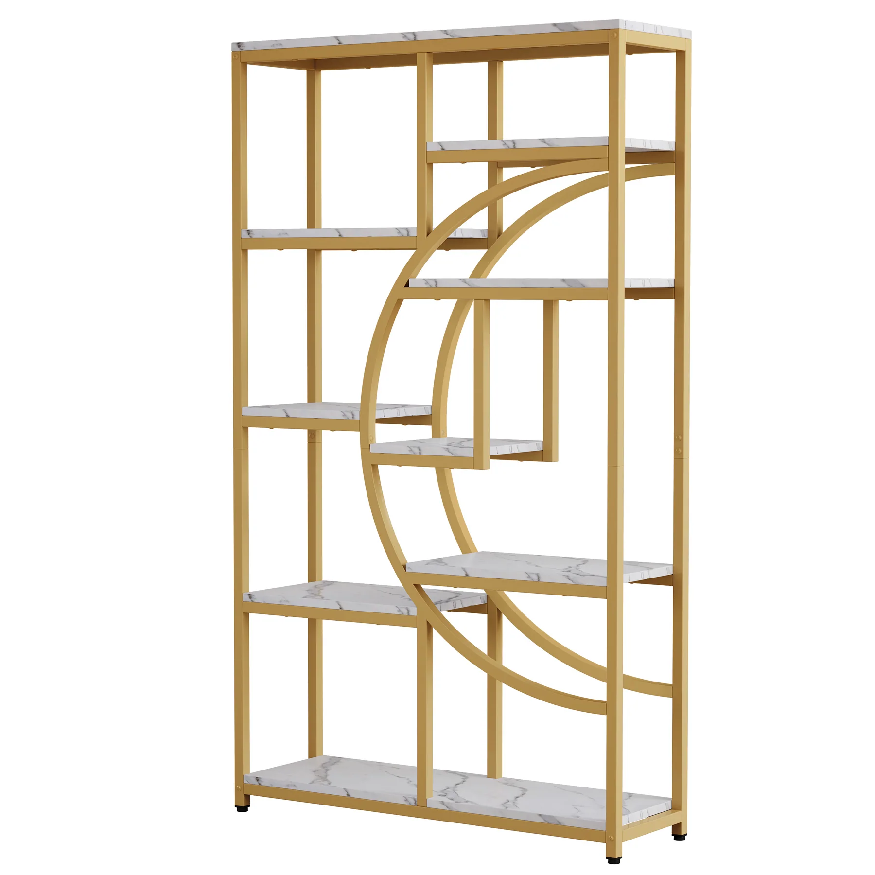 5-Tier Etagere Bookshelf, 68.9" Bookcase with 9 Open Shelves - Image 11