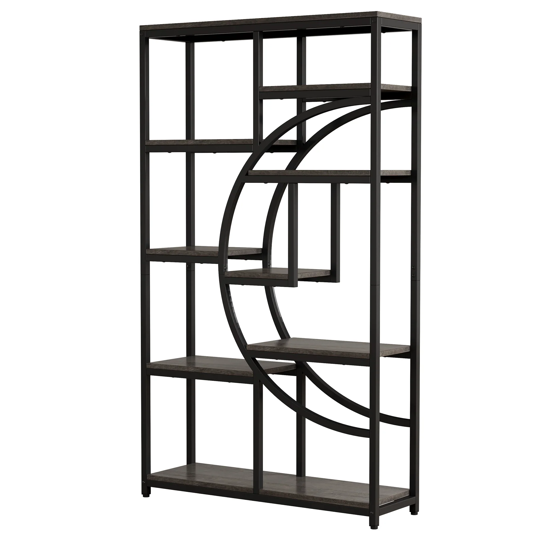 5-Tier Etagere Bookshelf, 68.9" Bookcase with 9 Open Shelves - Image 13