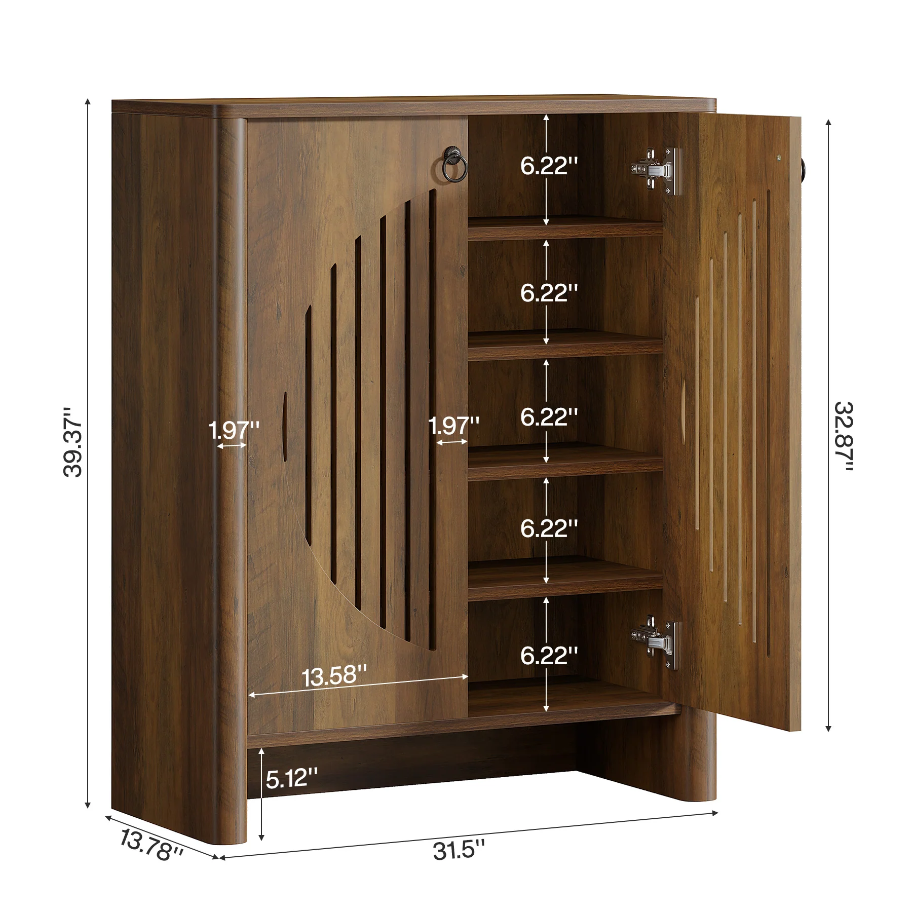 5-Tier Shoe Cabinet with Doors, Shoe Storage Organizer with Removable Shelf - Image 2