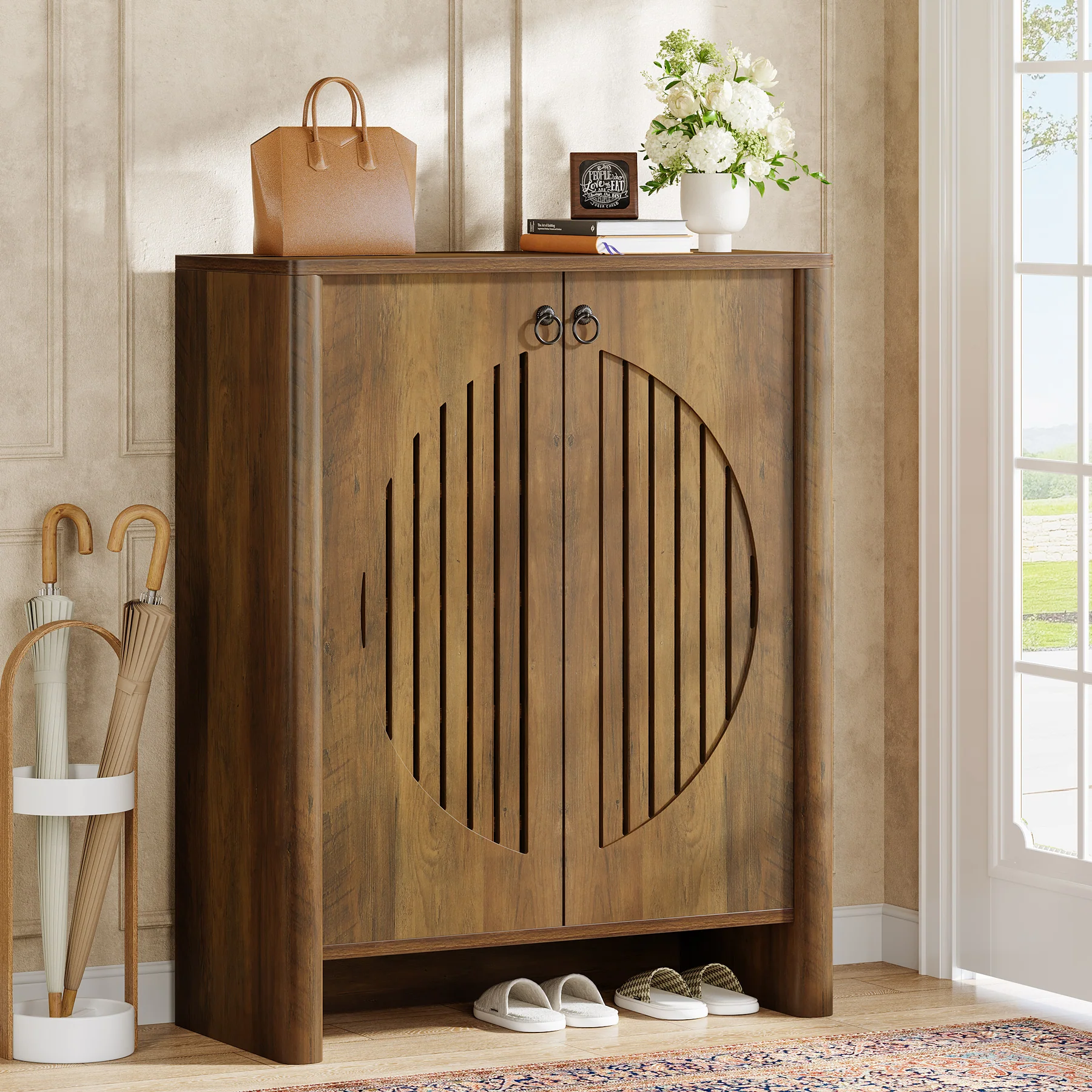 5-Tier Shoe Cabinet with Doors, Shoe Storage Organizer with Removable Shelf - Image 3