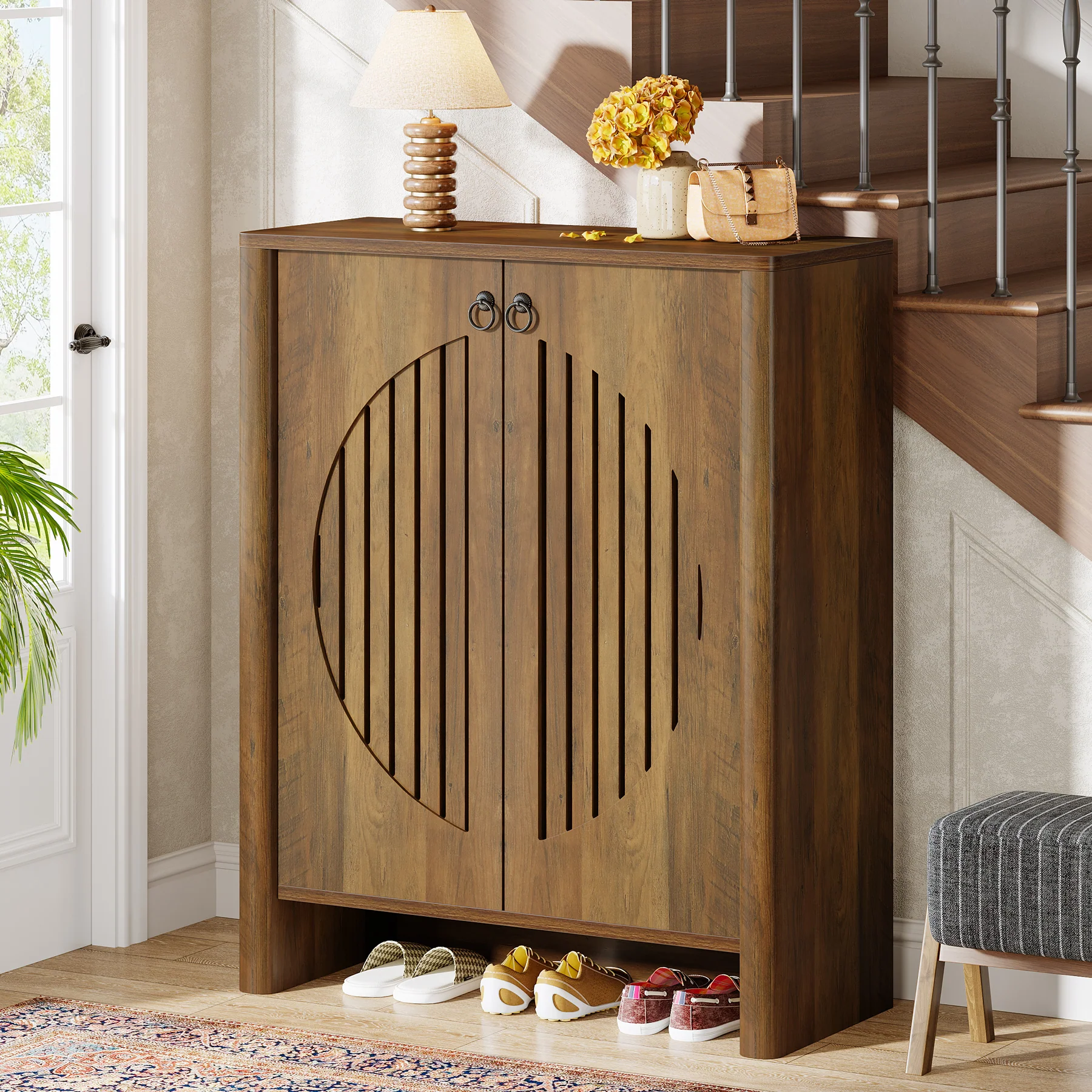 5-Tier Shoe Cabinet with Doors, Shoe Storage Organizer with Removable Shelf - Image 4